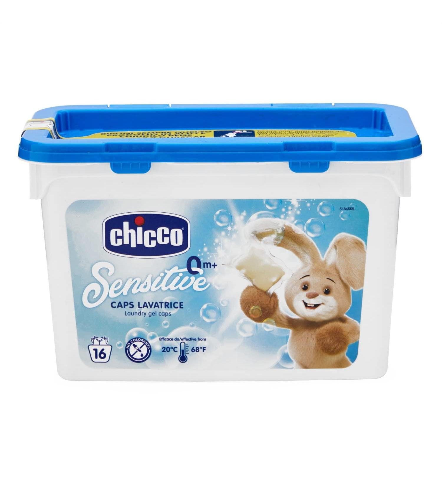 Chicco Sensitive Dosed Washer - No Dyes 0+ Months - 16 Capsules | Safe & Gentle Laundry Care for Your Baby - Buy Online on GoSupps.com