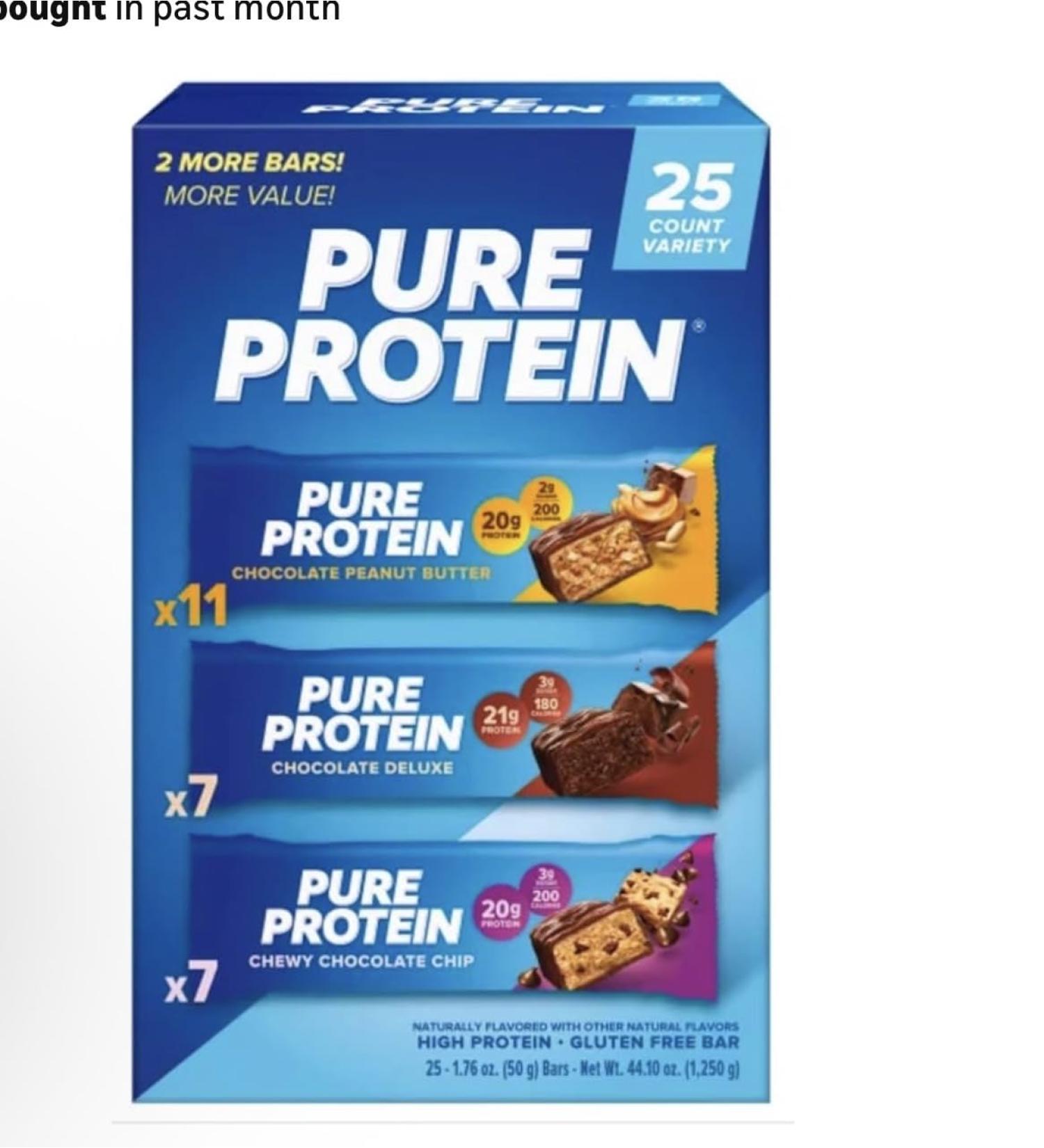 Pure Proteins Bars Nutrient Rich Snacks with High Protein for Energy Support Minimal Sugar Gluten-Free Variety Pack (In NEYUM Packaging) (25 Pack)