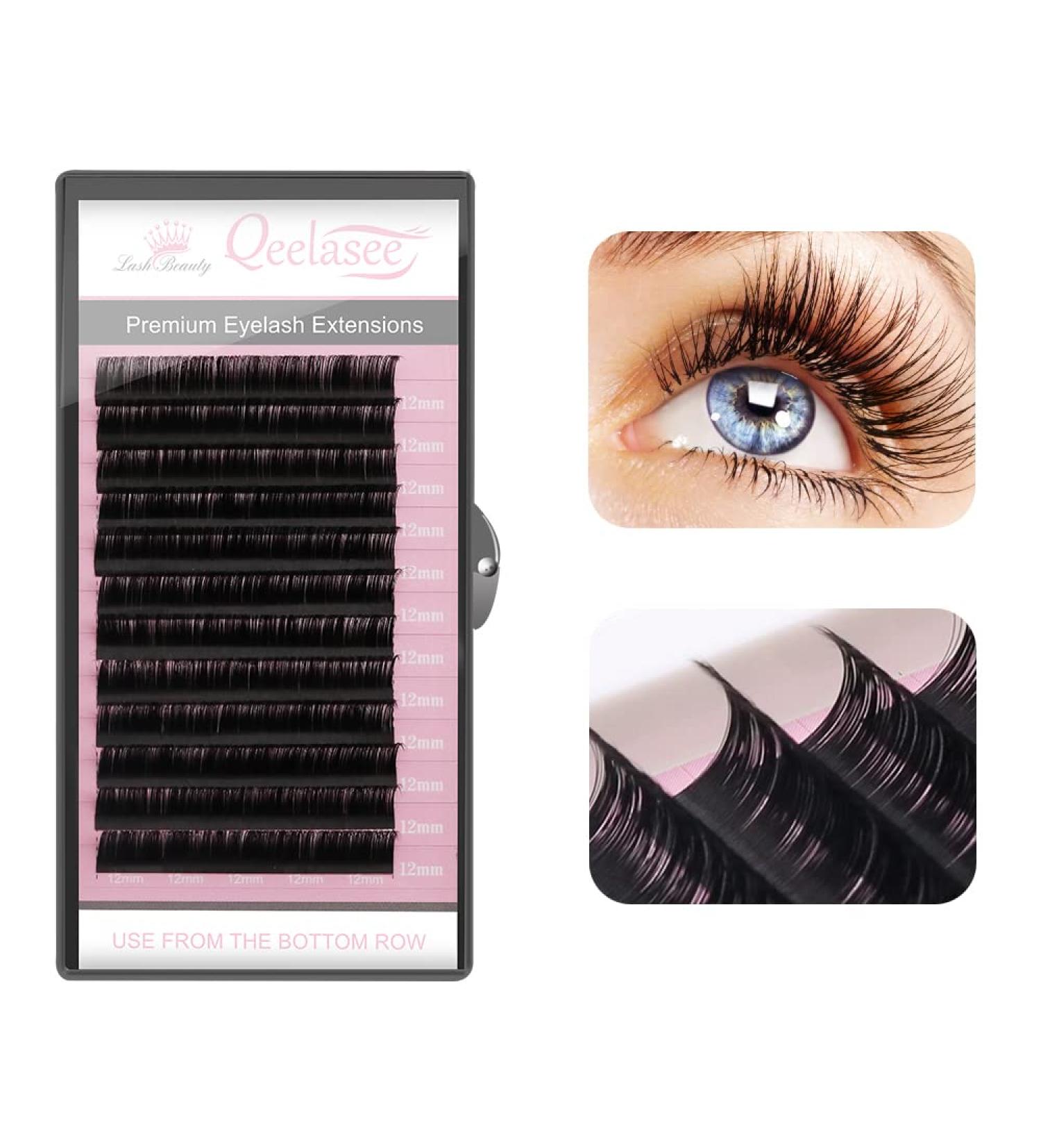 Qeelasee Faux Mink Silk Eyelash Extensions 0.03mm D Curl 13mm - Semi-Permanent Individual Lashes for Professional Salon Use - Buy Online on GoSupps.com