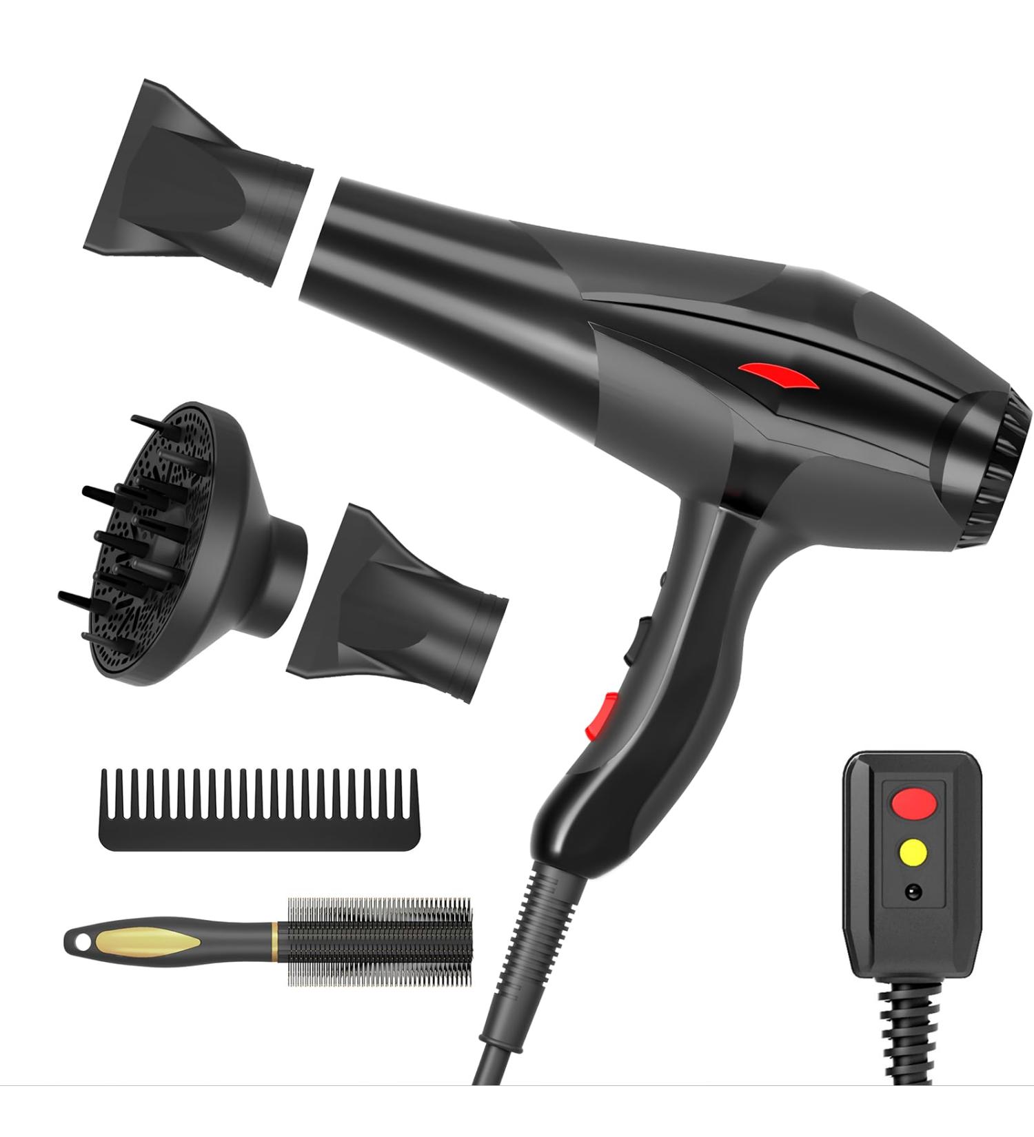Professional Ionic Hair Dryer 2400W | Fast-Drying & Quiet | Salon-Quality Dryer with Diffuser | Blue Light Technology | Perfect for Women & Men - Buy Online on GoSupps.com