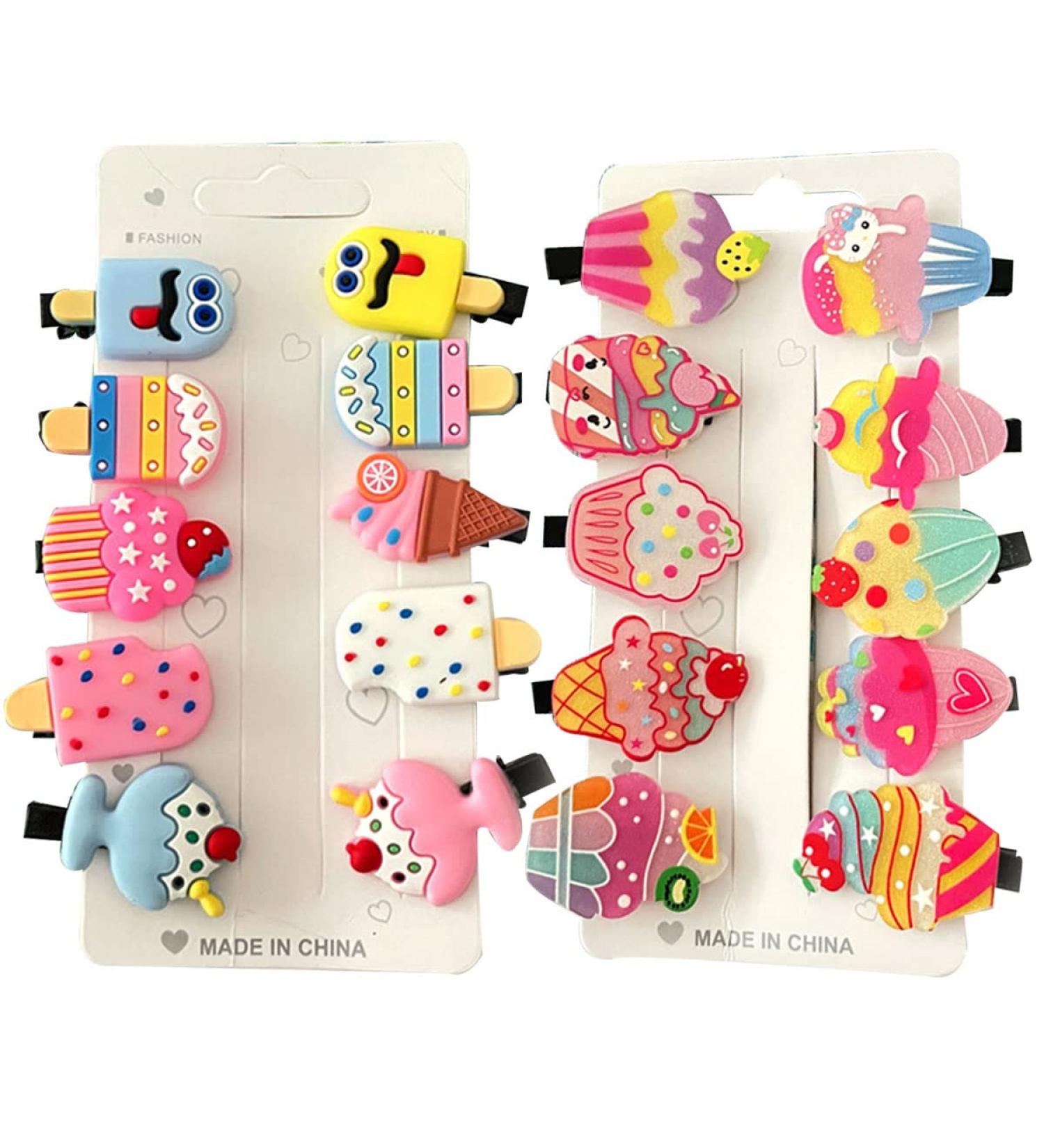 20 Mini Hair Clips Set - Ice Cream Hairpins & Accessories for Girls Women | Perfect Birthday Christmas & Party Gifts - Buy Online on GoSupps.com