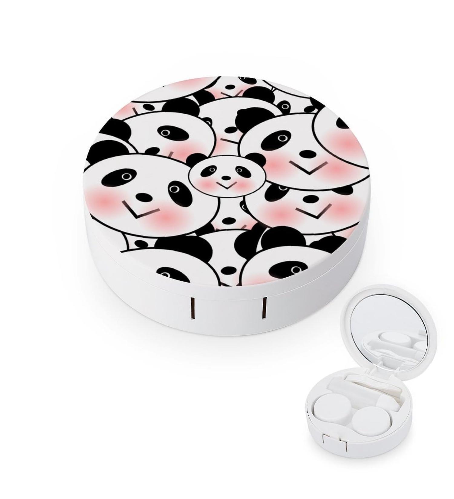 Cute Panda Face Contact Lens Case - Portable Round Storage Kit with Mirror for Travel & Outdoor Use - Buy Online on GoSupps.com