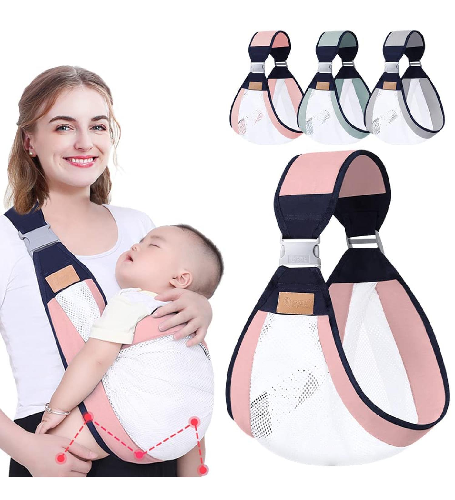 HINATAA Breathable Baby Sling | Adjustable Baby Carrier Wrap with Quick Dry Thick Shoulder Straps | Suitable for 0-36 Months Baby | Pink B - Buy Online on GoSupps.com