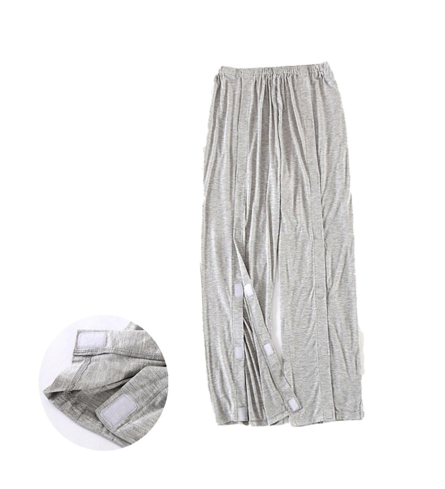 Shop Nursing Pants for Bedridden Patients | Tear Away Cotton Pants for Post-Surgery & Incontinence - Grey Large - Buy Online on GoSupps.com