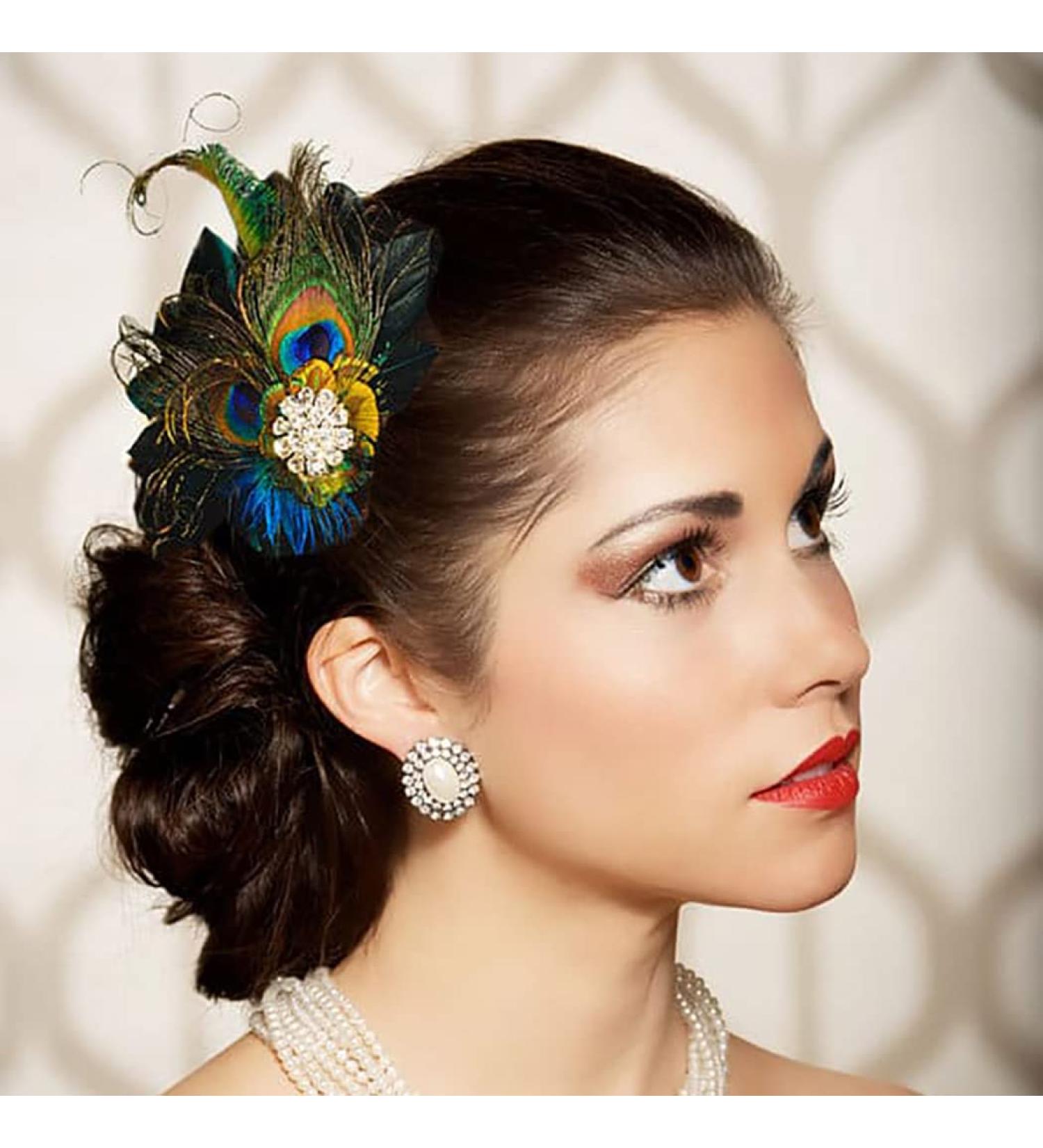 IYOU Peacock Feather Hair Clips Green Flapper Headpiece Vintage Festival Prom Gatsby Hair Accessories for Women - Buy Online on GoSupps.com