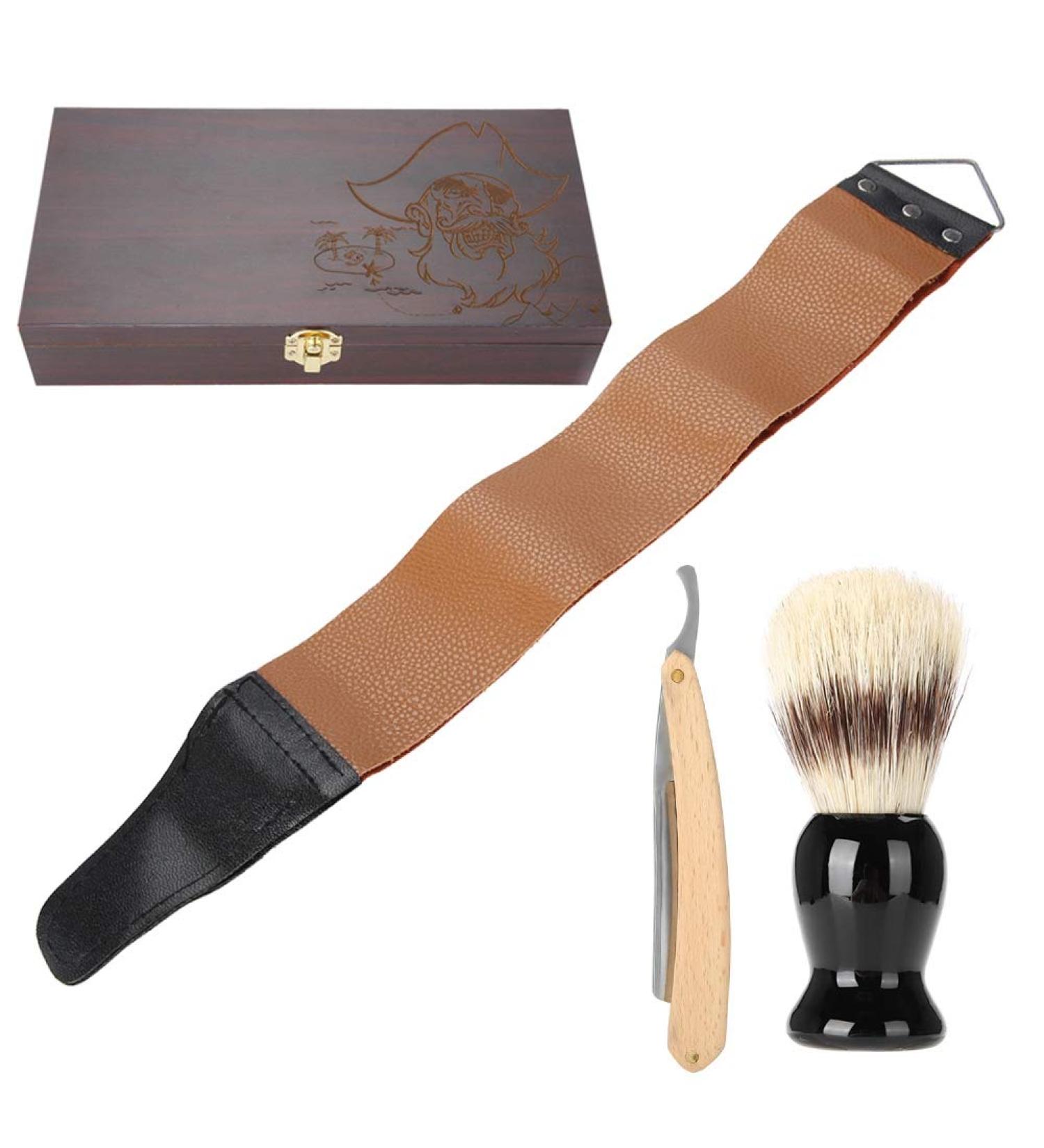 3pcs Manual Razor Set with Beard Brush & Shaving Strips | Premium Wooden Box Gift Set - Ideal for Smooth Shaving - Buy Online on GoSupps.com