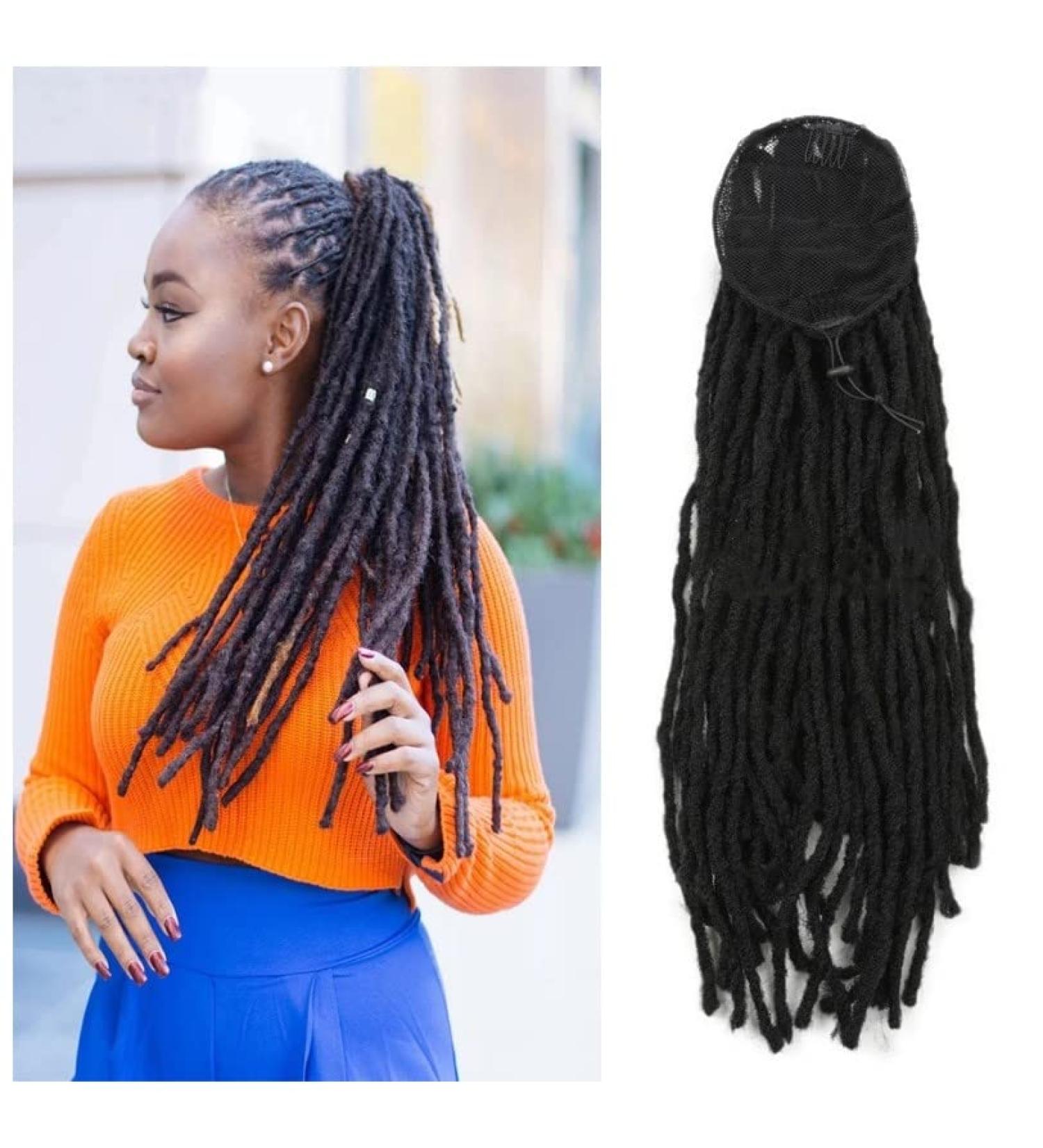 18 Dreadlock Drawstring Ponytail Faux locs Ponytail Synthetic Bun Crochet Braids Hairpieces for Black Women - Buy Online on GoSupps.com