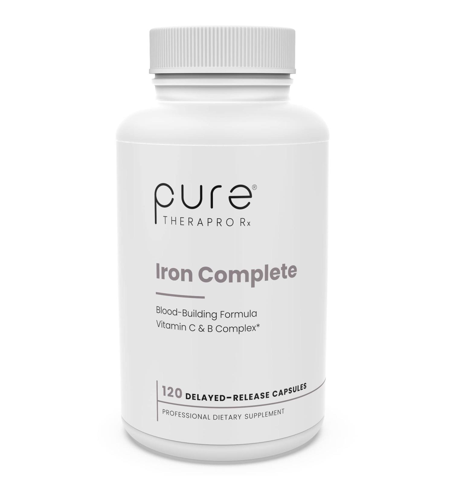 Iron Complete 120 Vegan Capsules | Blood Building Supplement with Ferrochel | Non Constipating Formula with VIT C, Folate & B Vitamins | Lab Tested & Non GMO - Buy Online on GoSupps.com