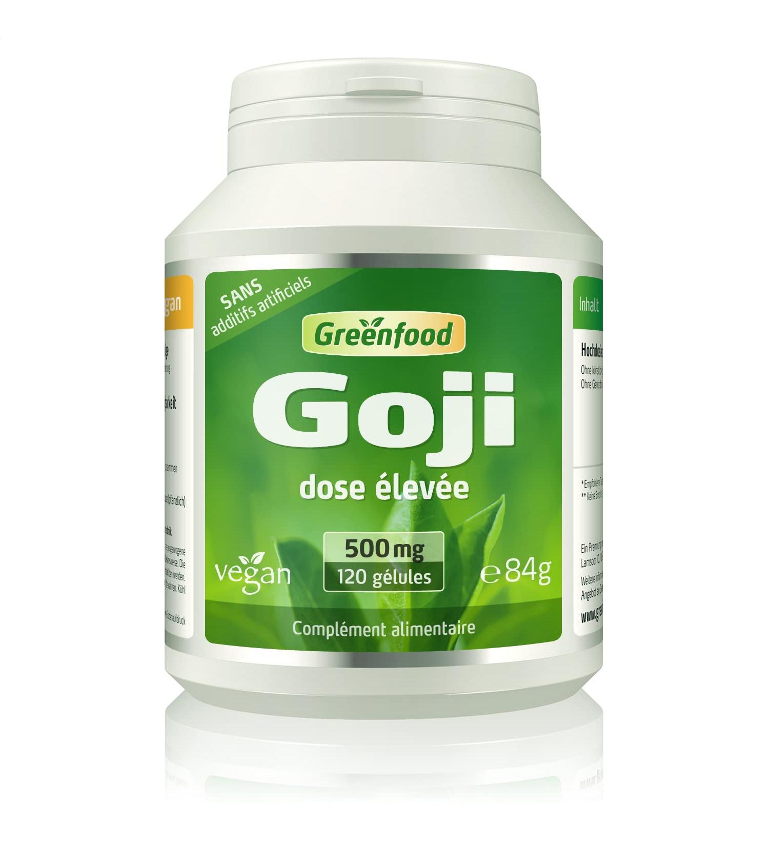 Greenfood Goji Berry 500 mg High Dose 120 Capsules - Vegan - Buy Online on GoSupps.com