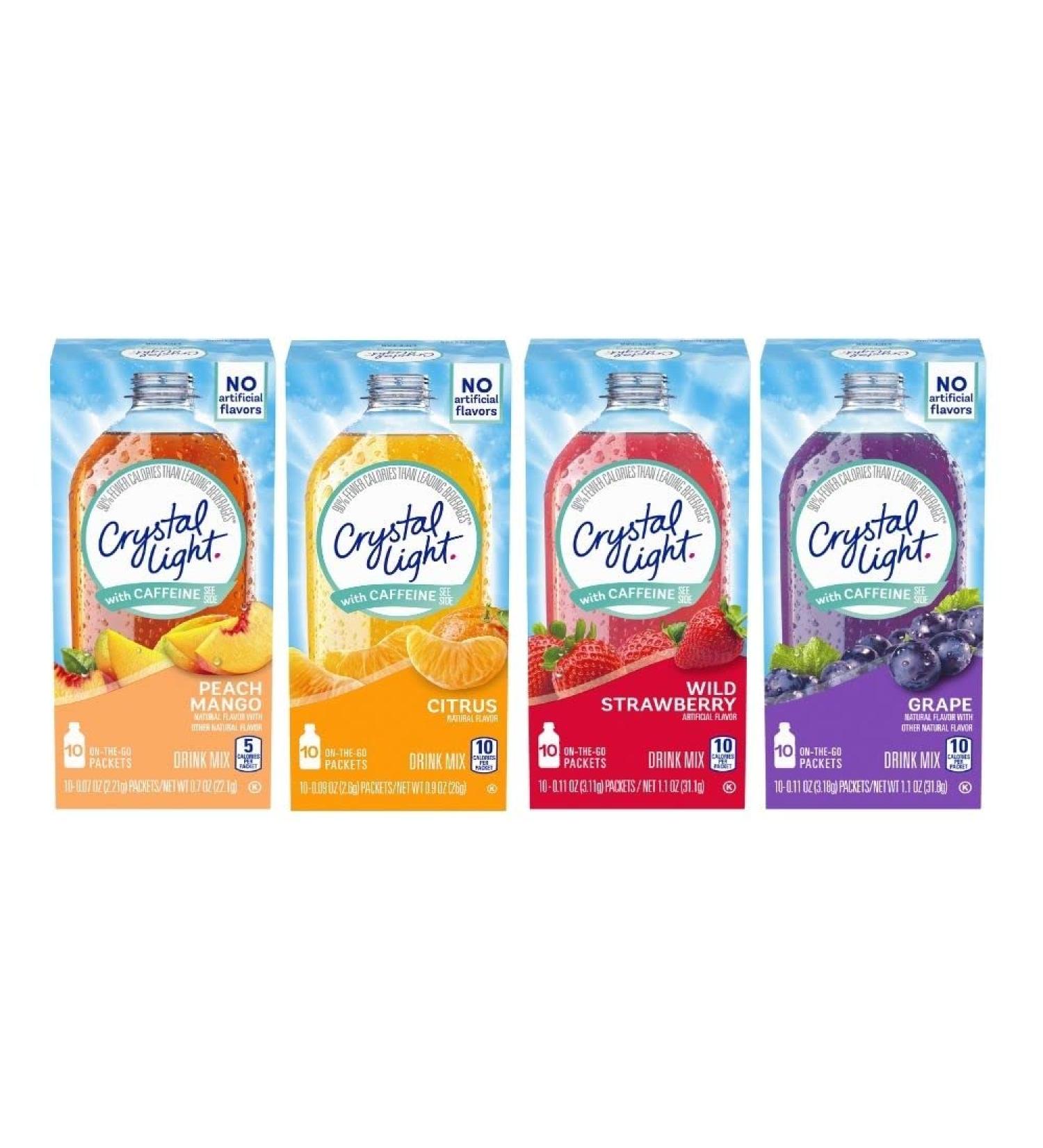 Crystal Light with Caffeine Variety Pack - 40 Packets, Gluten Free - New 2016 Packaging - 10 Count x 4 - Buy Online on GoSupps.com