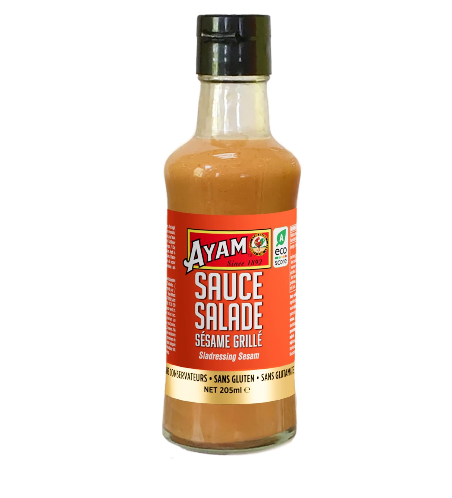 AYAM Sauce Salade au S same grill Sucr e-Sal e cr meuse Sauce japonaise Sans gluten Sans conservateurs 205 ml