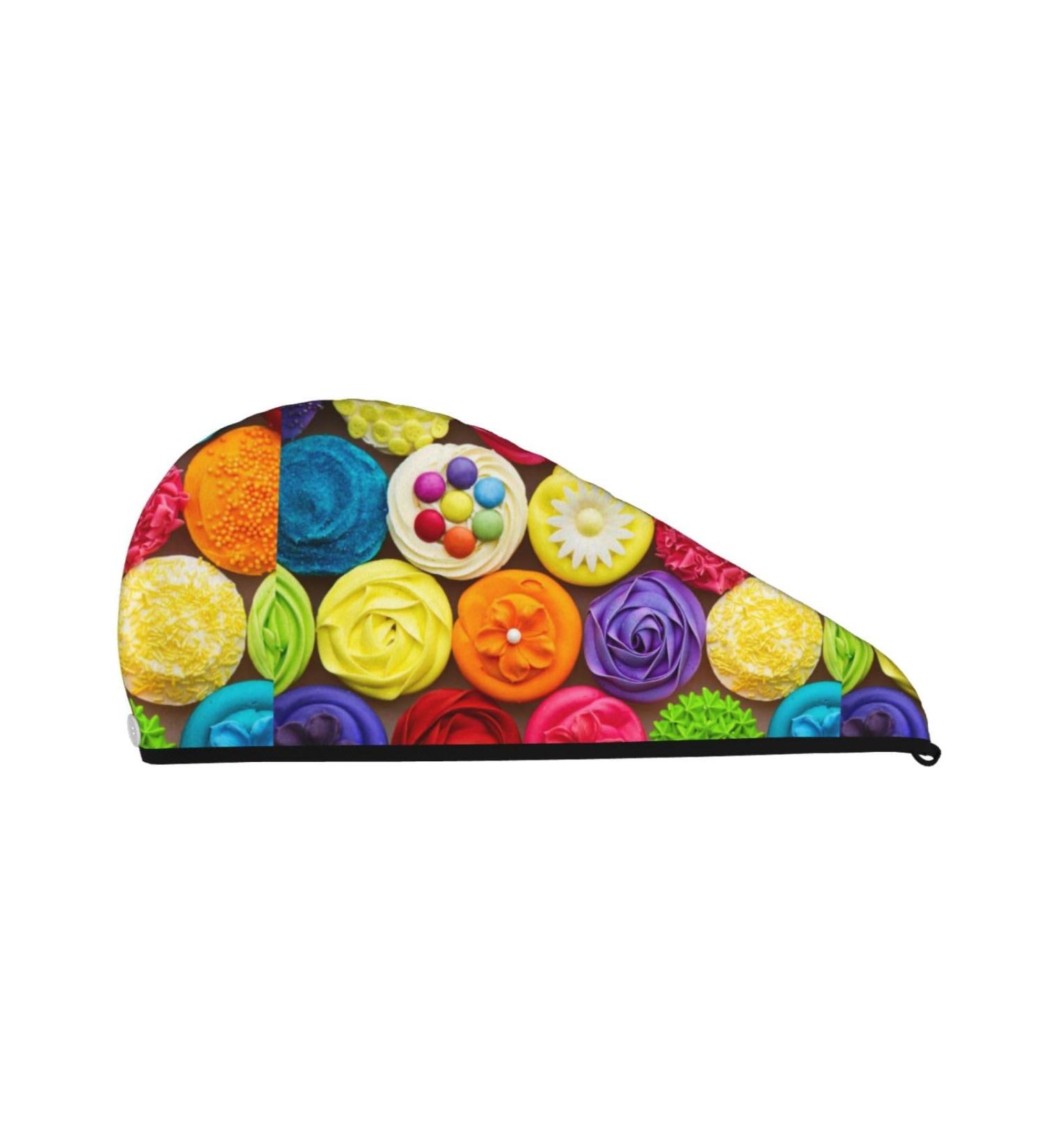 Buy Brightly Colored Cupcake Hair Towel Wrap | Quick Drying Turban with Button | Perfect for Effortless Hair Drying | International Shipping - Buy Online on GoSupps.com