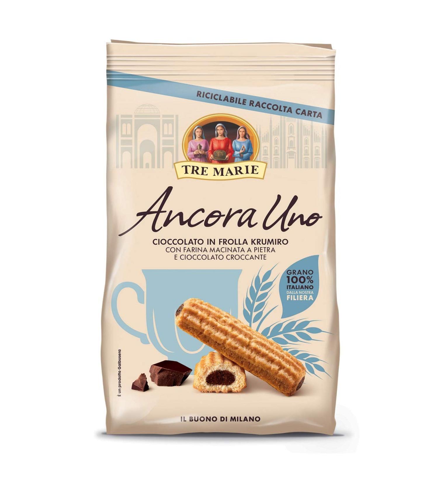 Tre Marie 3 x Tre Marie Ancora Uno Cioccolato Chocolate Filled Cookies with Ground Flour and Crisp Chocolate 100% Italian Cookies 300g