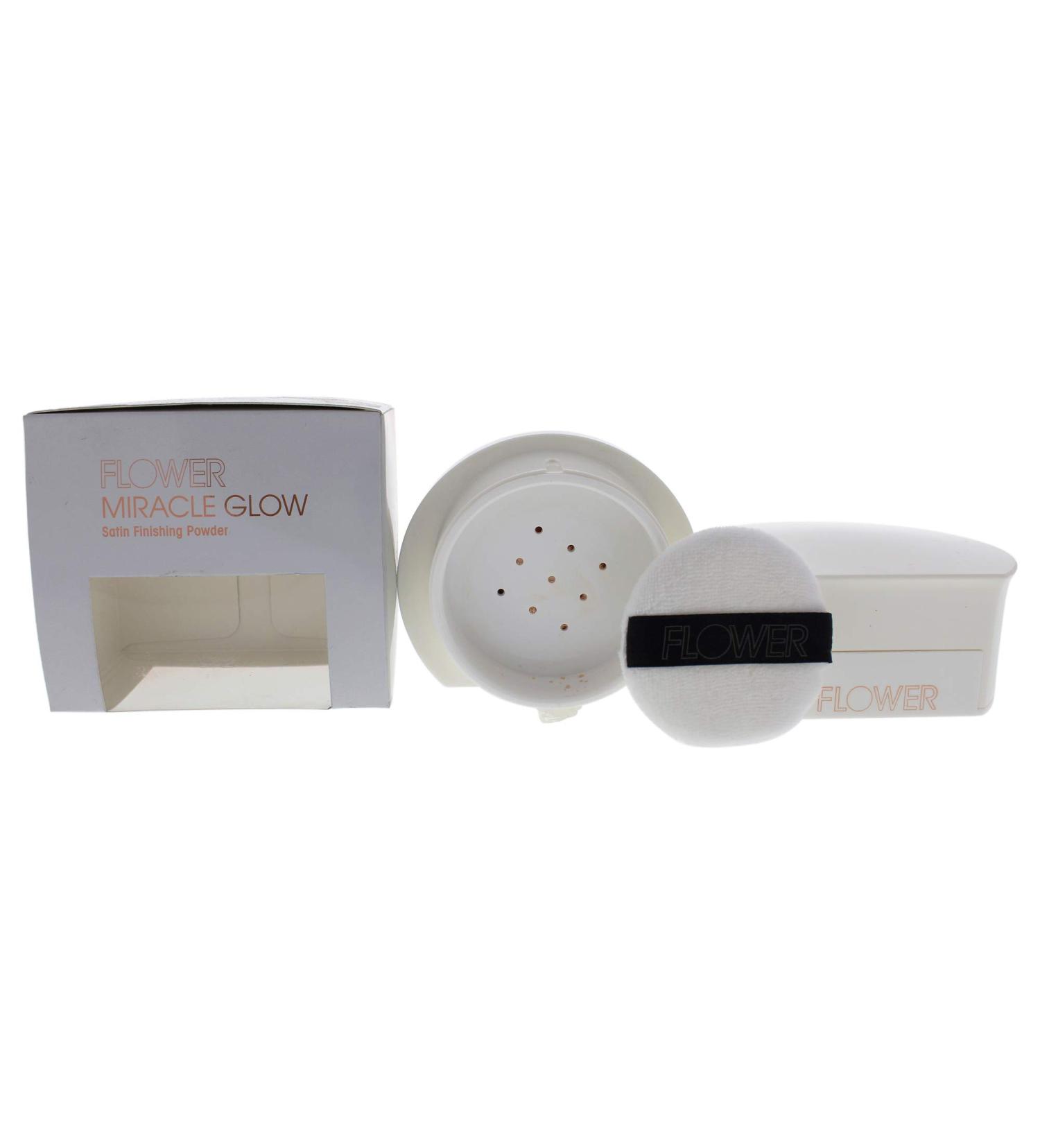 Flower Beauty Miracle Glow Satin Finishing Powder - Satin Makeup Finishing Powder with Oil Absorbing Formula  Light Diffusing with Ambient Glow (Satin)