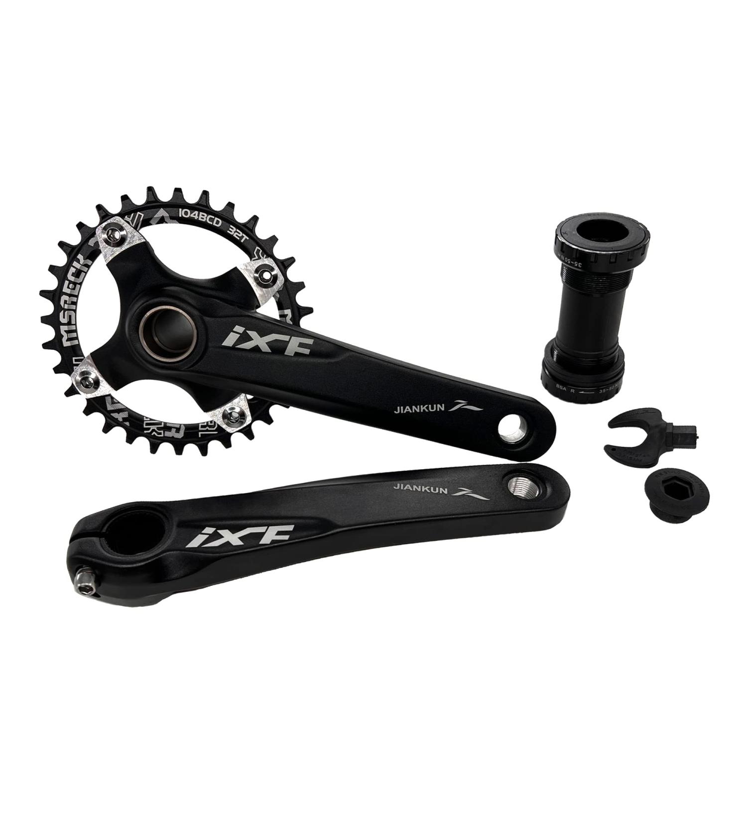 Bike Crank Arm Set 170mm 104 BCD with Bottom Bracket Kit - MTB BMX Road Bicycle - Shimano FSA Gaint Compatible - 32T/Black - Buy Online on GoSupps.com