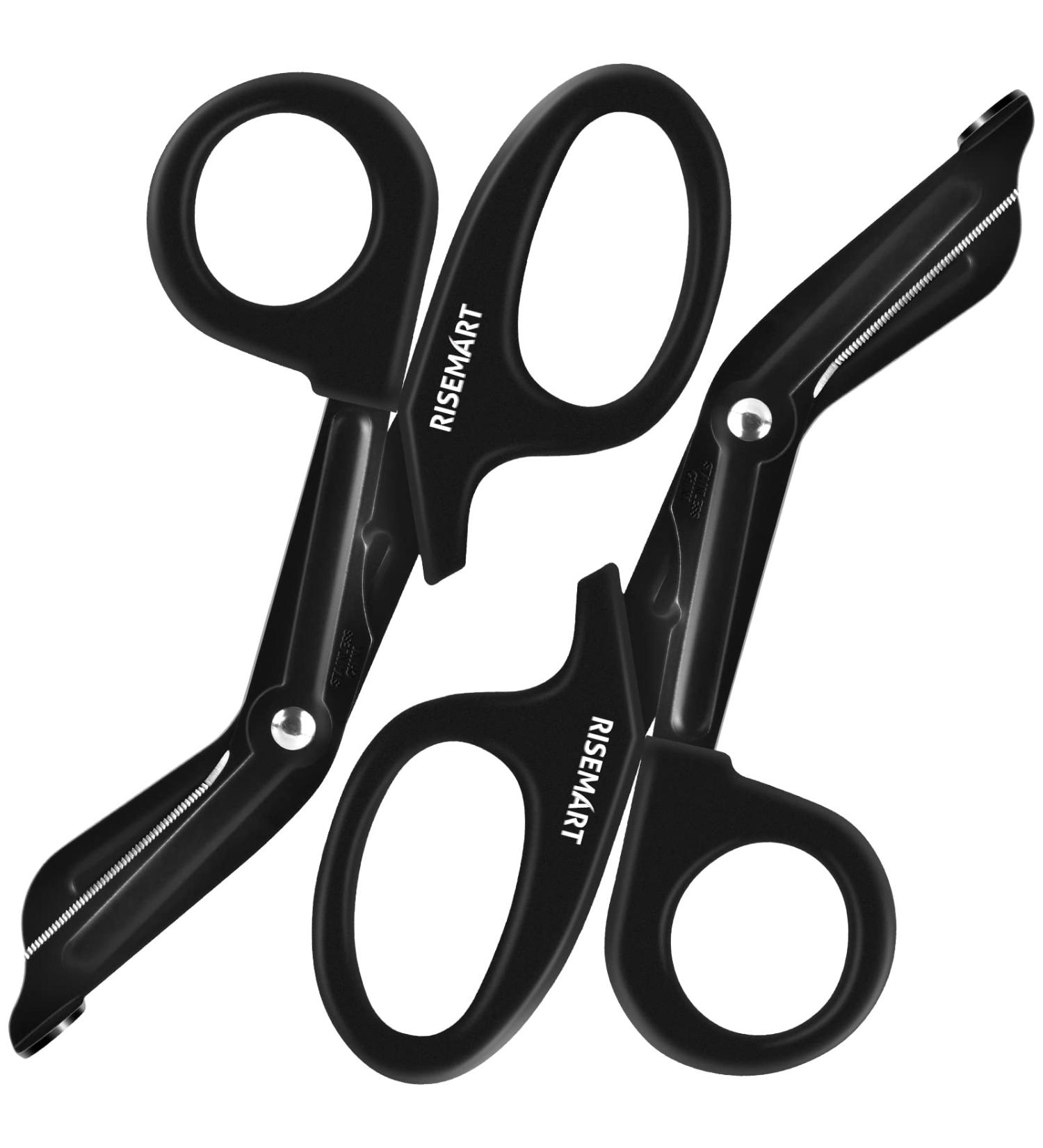 RISESMART Trauma Shears - 7.5 Medical Scissors for Nurses, Stainless Steel, Fluoride Coated Non-stick Blades - Black - Buy Online on GoSupps.com