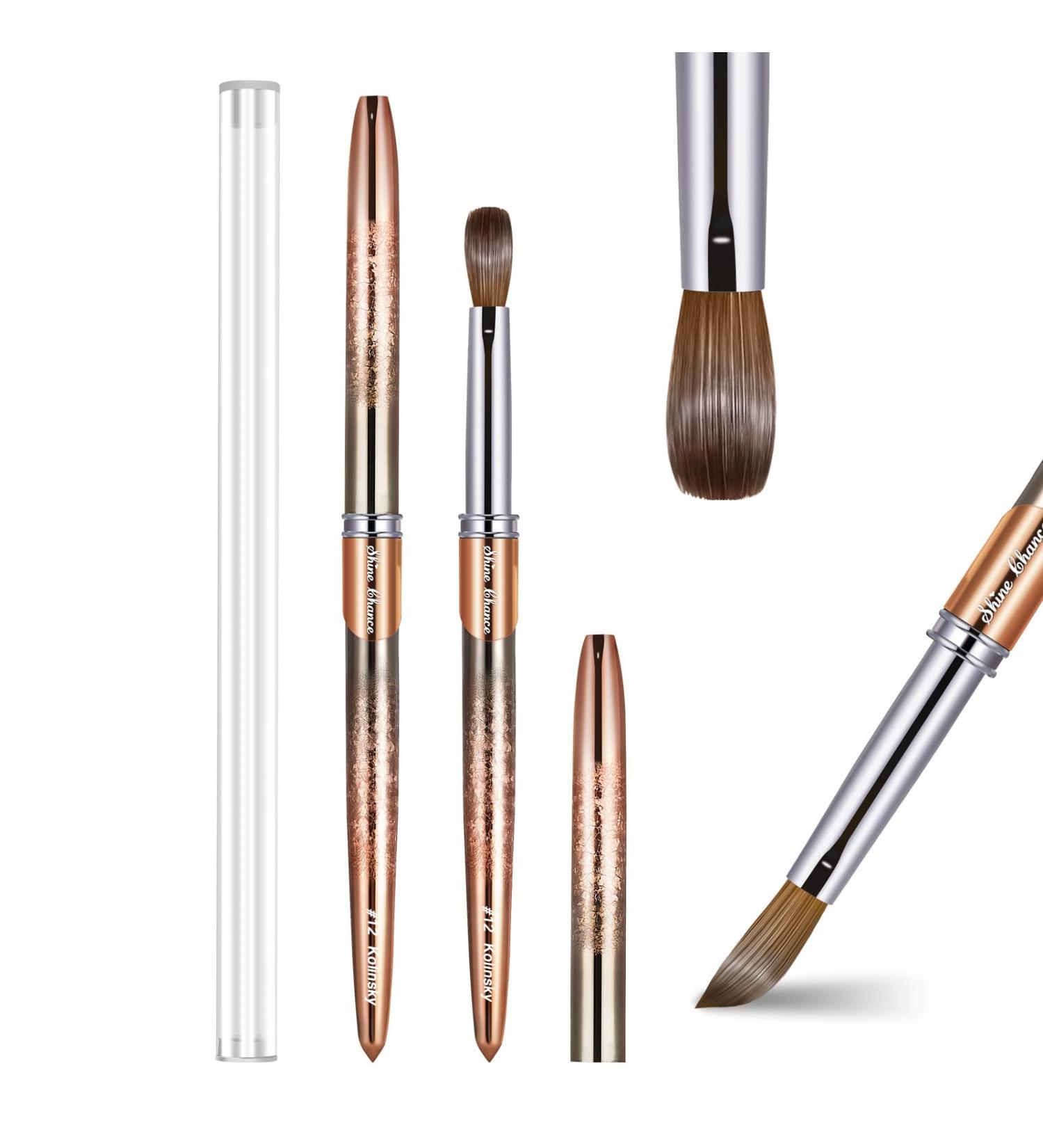 Shine Chance Size 12 Acrylic Nail Brush - 100% Real Kolinsky Art Brush for Acrylic Powder Application - Handmade Manicure Tool for DIY and Professional Use - Buy Online on GoSupps.com