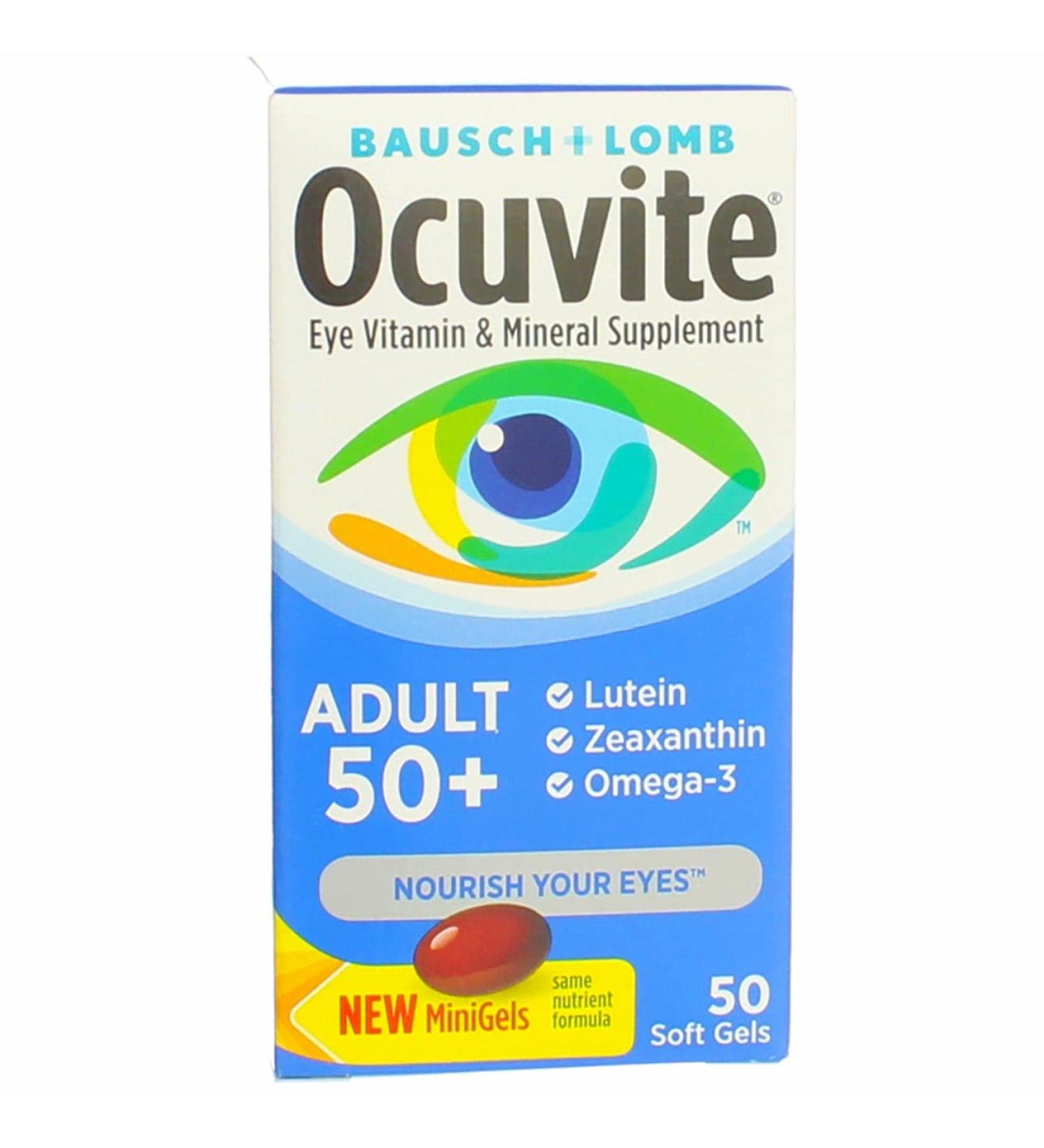 Ocuvite Adult 50+ Eye Vitamin & Mineral Supplement - 50 Soft Gels for Vision Health - Buy Online on GoSupps.com
