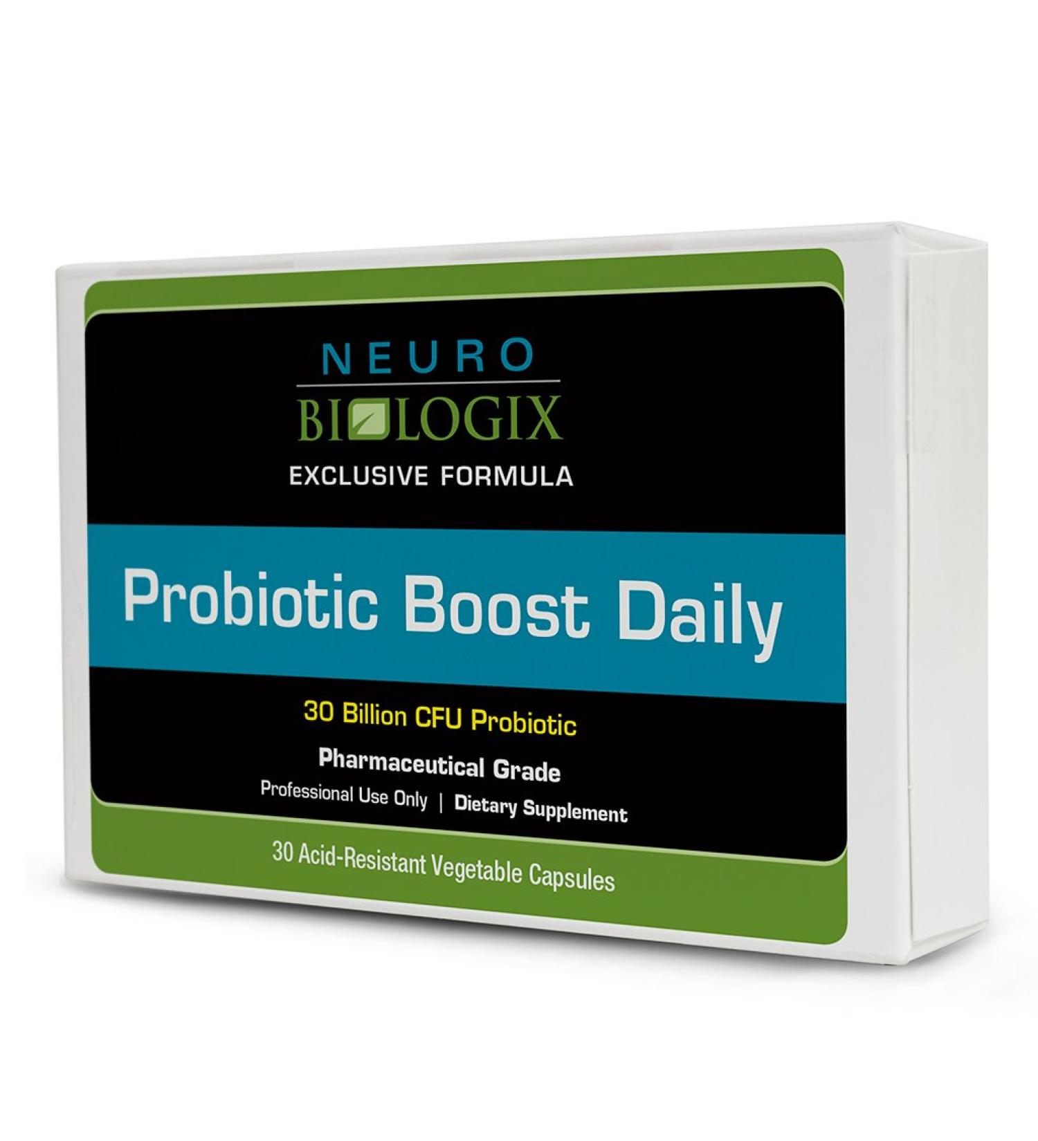 Neurobiologix Probiotic Boost Daily 30 Billion CFU Probiotics for Women & Men 4-Strain Formula with Lactobacillus & Bifidobacterium Supports Digestive Health & Regularity Gluten Free 30 Capsules