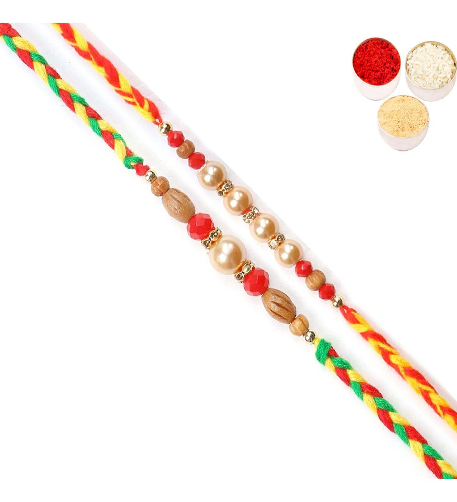 Ghasitaram Gifts Rakhi for Brother Rakhis Online - Set of 2 6431 6432 Pearl Rakhis - Buy Online on GoSupps.com