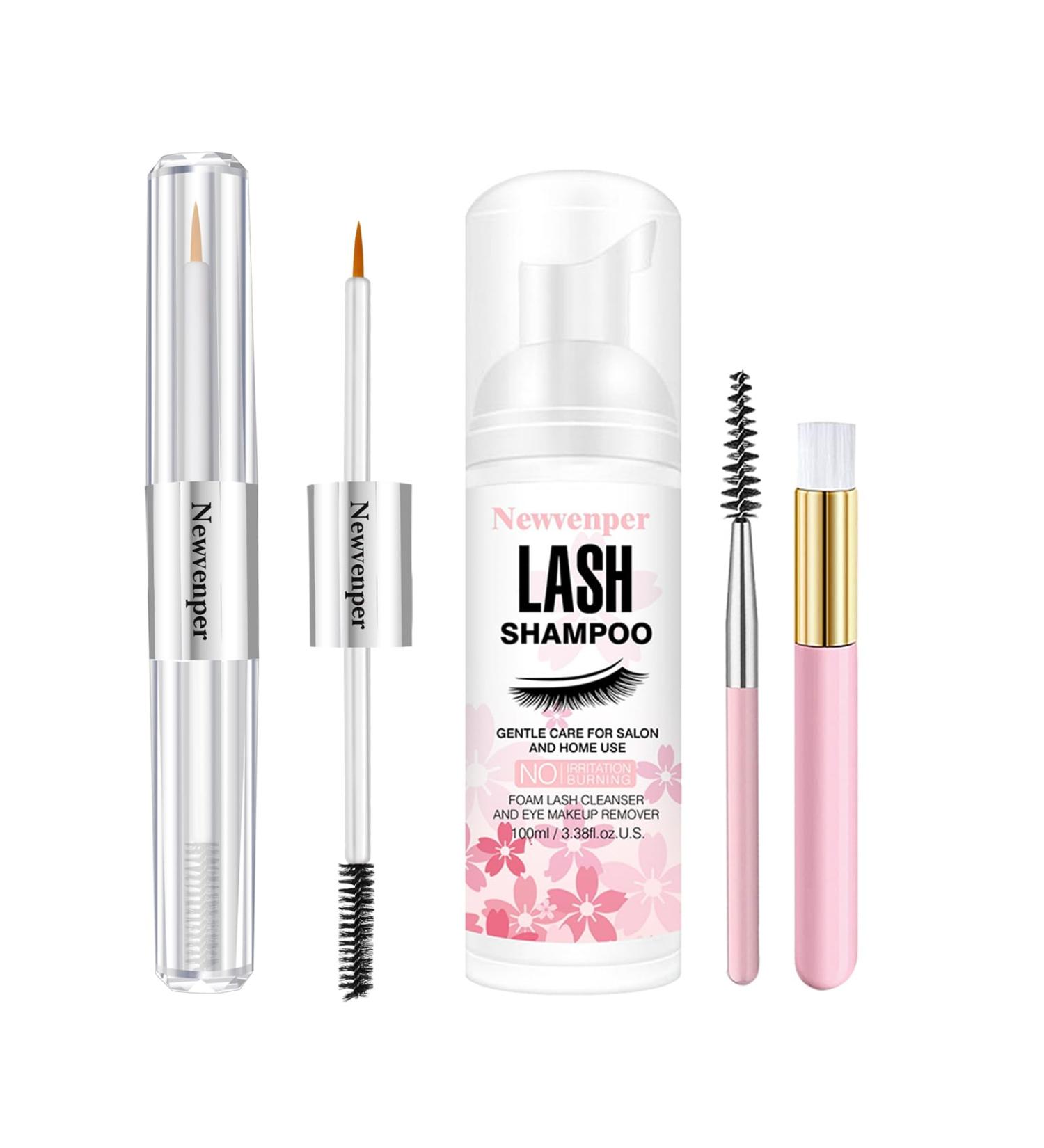 Buy Eyelash Serum & Shampoo Set - Safe & Effective Formula for Longer Lashes | 160ml Eyelash Cleaner with Brush & Mascara Rod - International Shipping Available - Buy Online on GoSupps.com