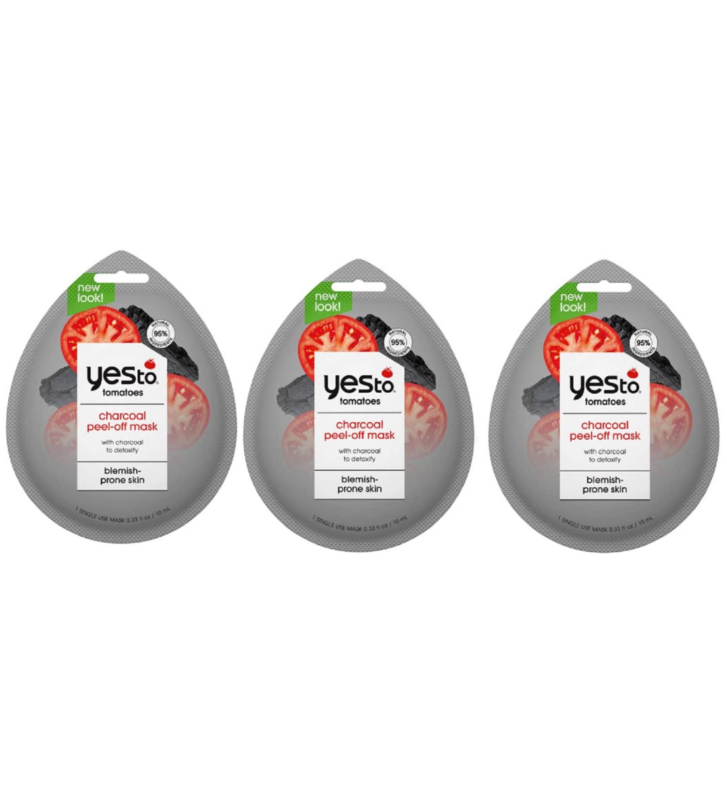 Yes To Tomatoes Charcoal Peel-Off Mask 3 Pack | Natural Vegan & Cruelty Free Exfoliating Mask for All Skin Types | Remove Impurities & Restore Skin Balance - Buy Online on GoSupps.com
