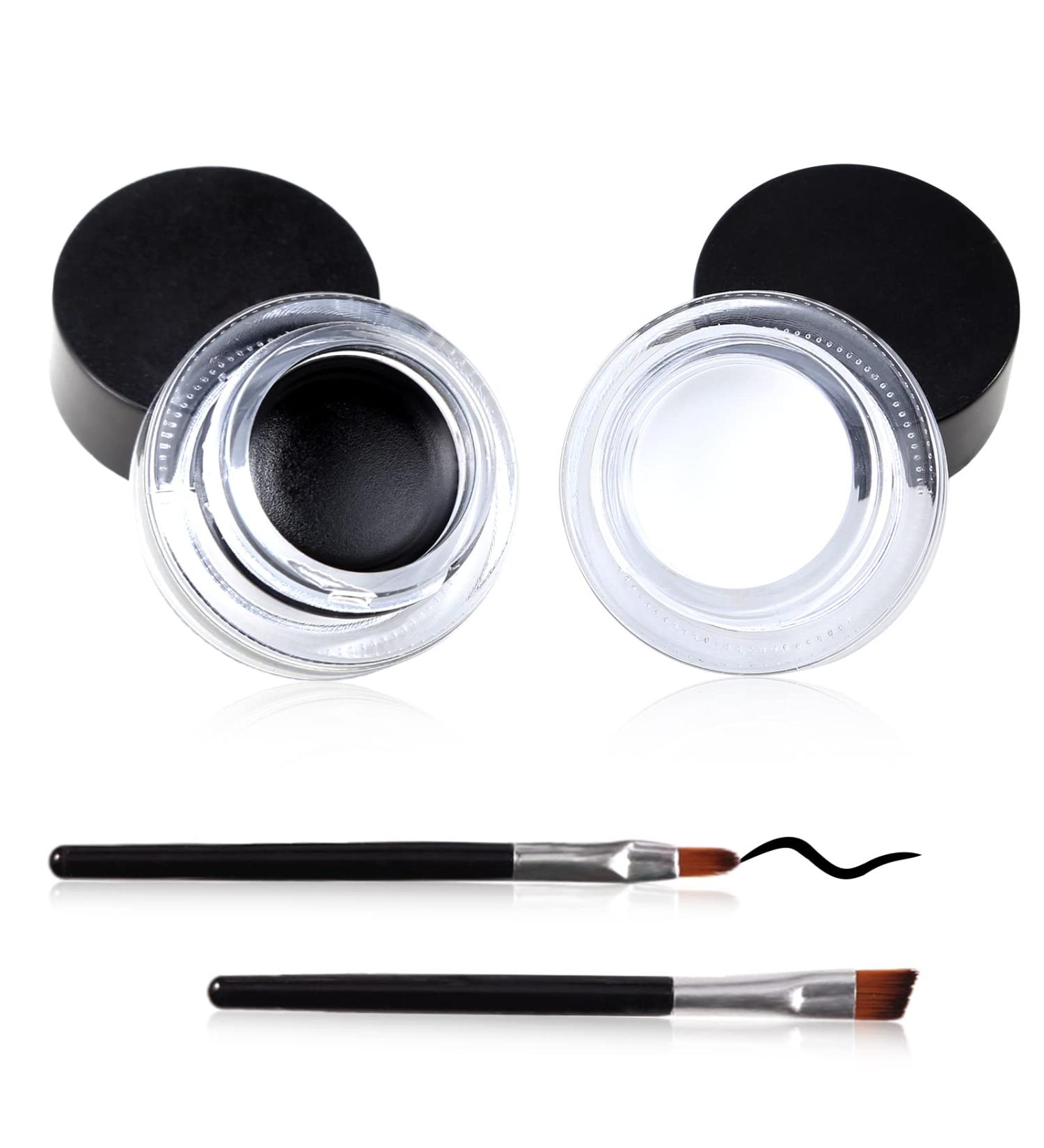 Erinde Black White Gel Eyeliner Set | Waterproof High Pigment Long Lasting Smudge-Proof Cream Gel Eyeliner with 2 Makeup Brushes | Makeup Gift Kit 02 - Buy Online on GoSupps.com