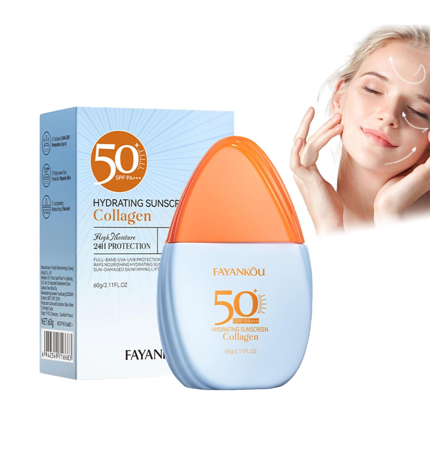Sun Cream SPF 50 SPF 50 Face Moisturiser Face Sun Cream SPF 50 with Nicotinamide and Collagen Sunscreen SPF 50 Face Protection UVA & UVB & Non Greasy for Sunscreen Black and Prevent Sunburn - Buy Online on GoSupps.com