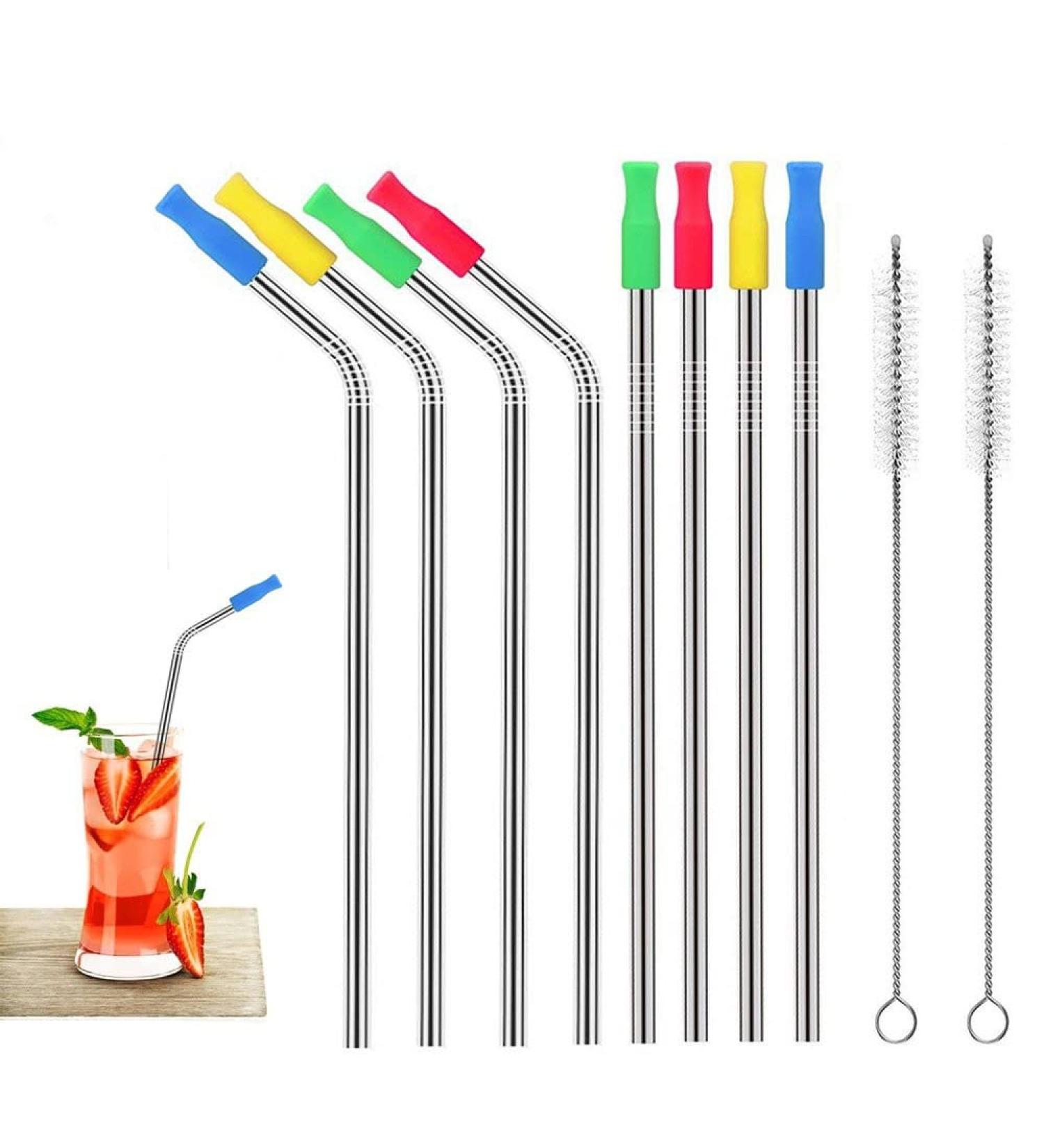 Stainless Steel Drinking Straws Metal Reusable Straws with Brushes and Tip Cover for 30oz Tumbler Rambler Cups - Buy Online on GoSupps.com