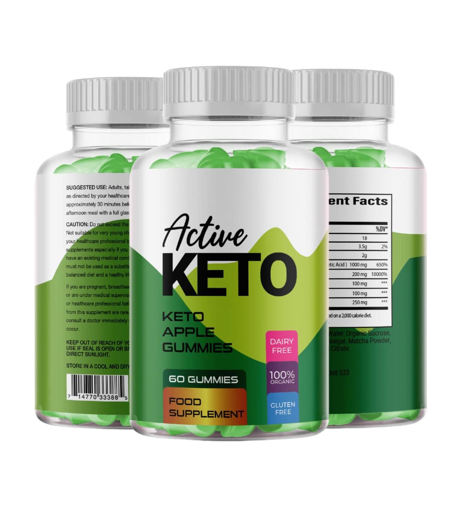 Active Keto 1000mg Apple Gummies for Healthy Weight Loss - 60 Gummies - Buy Online on GoSupps.com
