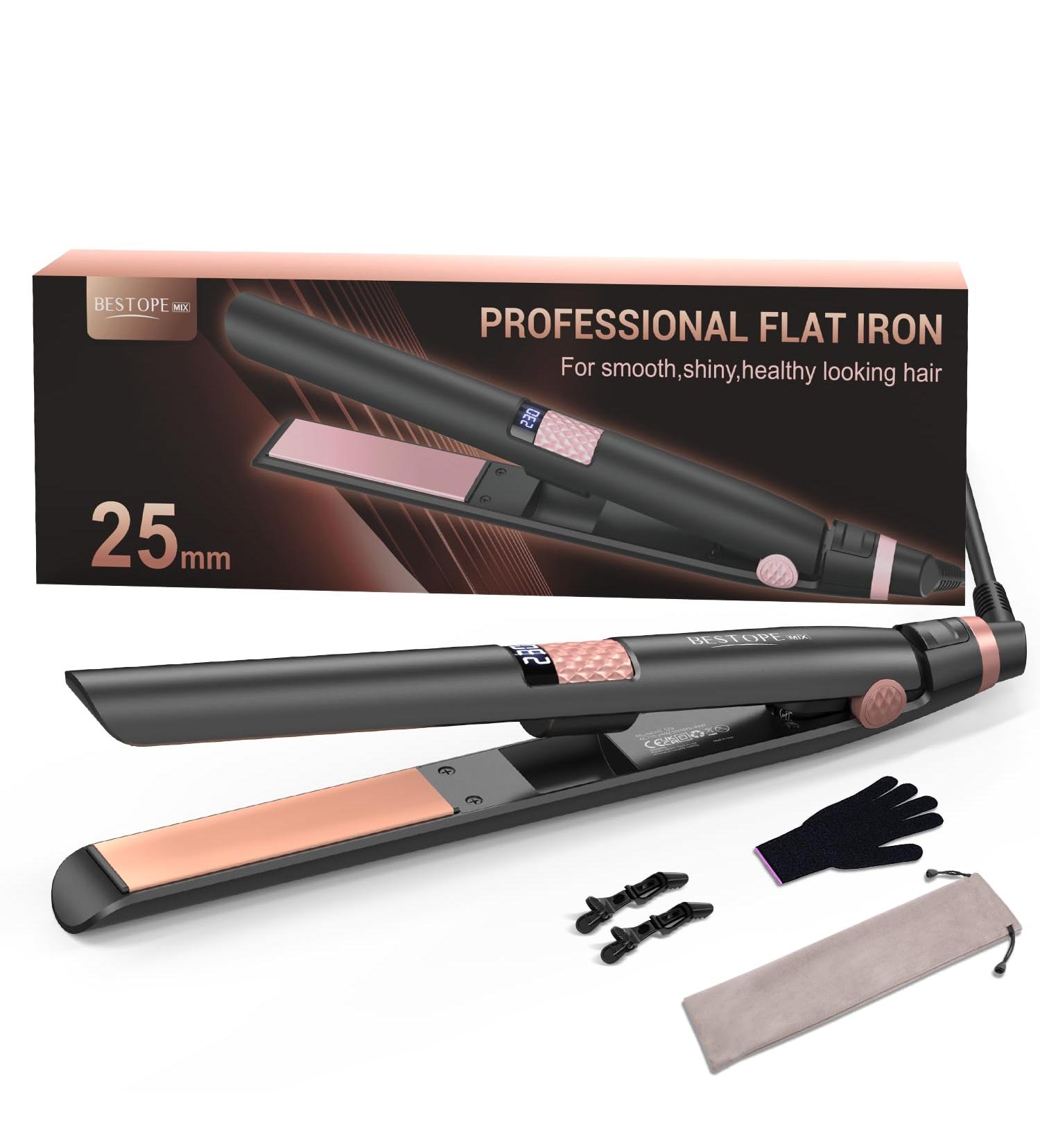 BESTOPE MIX Hair Straightener 25 mm 2 in 1 Ceramic Coating LCD Screen Fast Heating Straightener for Thick Frizzy and Long - Buy Online on GoSupps.com
