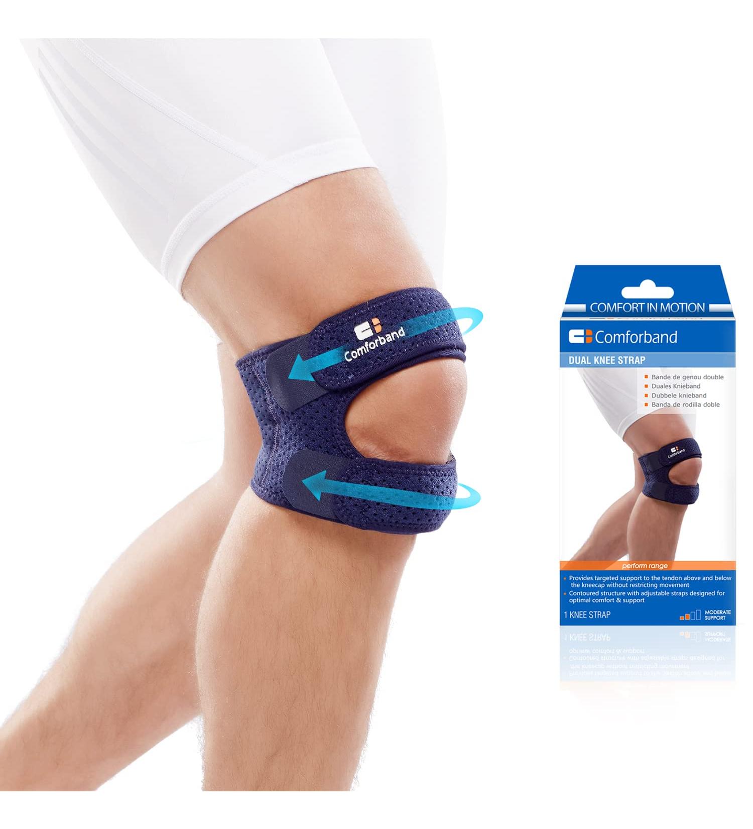 Dual Knee Strap Patella Brace by Comforband | Knee Pain Relief & Support for Runner s Knee Jumper s Knee Tendonitis - Men & Women (L/XL) | International Shipping Available - Buy Online on GoSupps.com