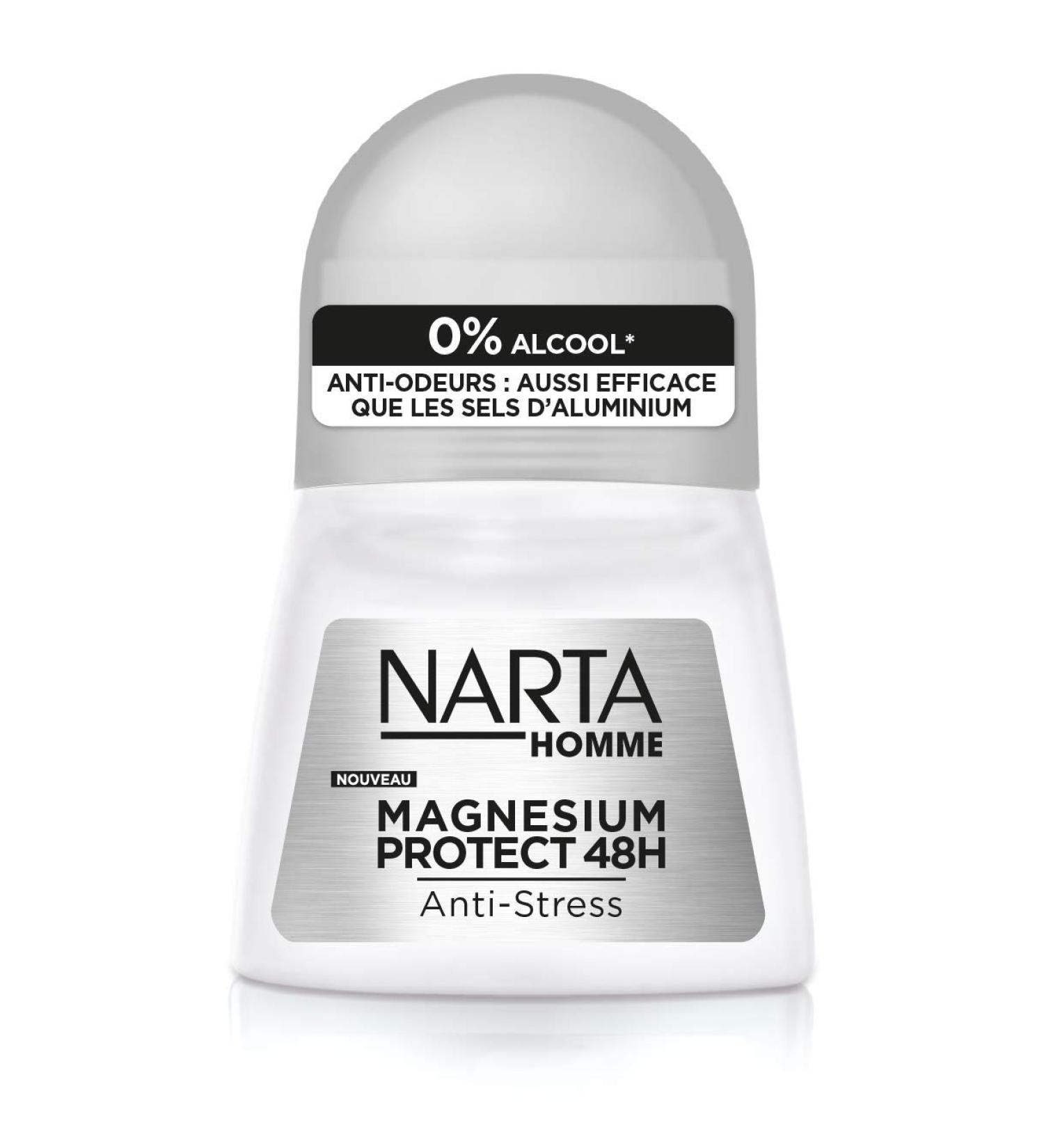 NARTA D odorant Antistress Roll On Bille Homme Magn sium Protection Anti Stress 50 ml Sans parfum 50 ml (Lot de 1)