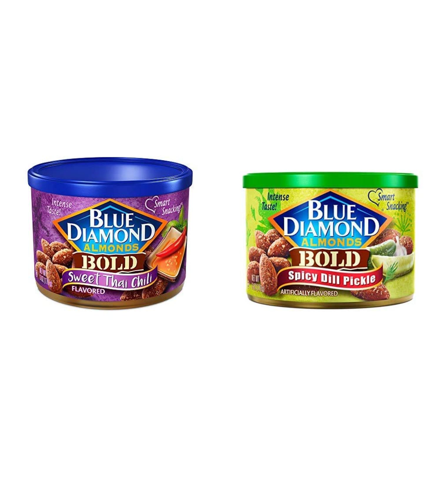 Blue Diamond Almonds, Bold Sweet Thai Chili, 6 Ounce with Blue Diamond Almonds, BOLD Spicy Dill Pickle, 6 Ounce