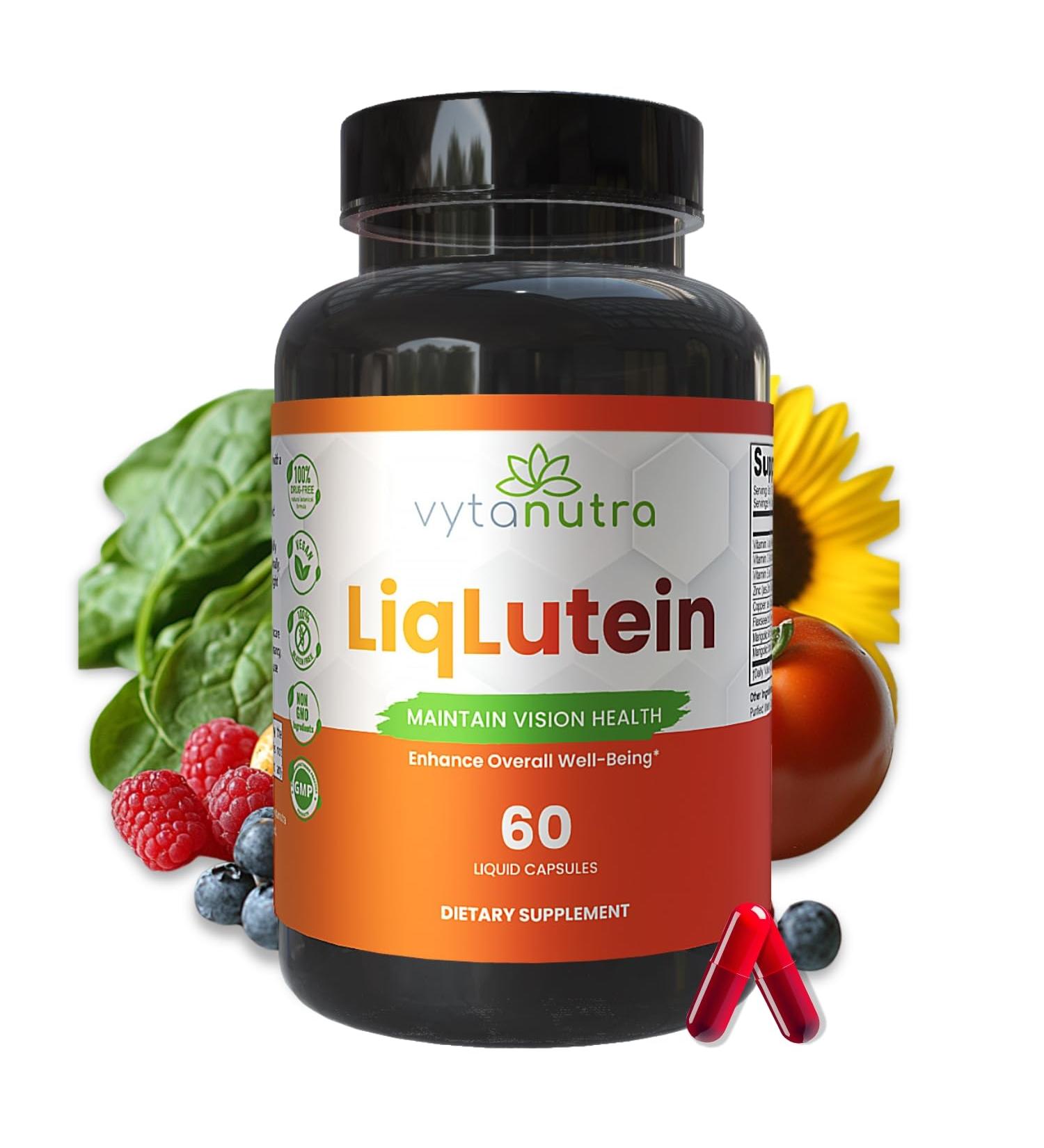 Vytanutra Liquid Lutein & Zeaxanthin Fast-Absorbing Eye Support for Blue Light & Visual Health with Zinc Vitamin A & Antioxidants 60 Veggie Liquid Capsules - Buy Online on GoSupps.com