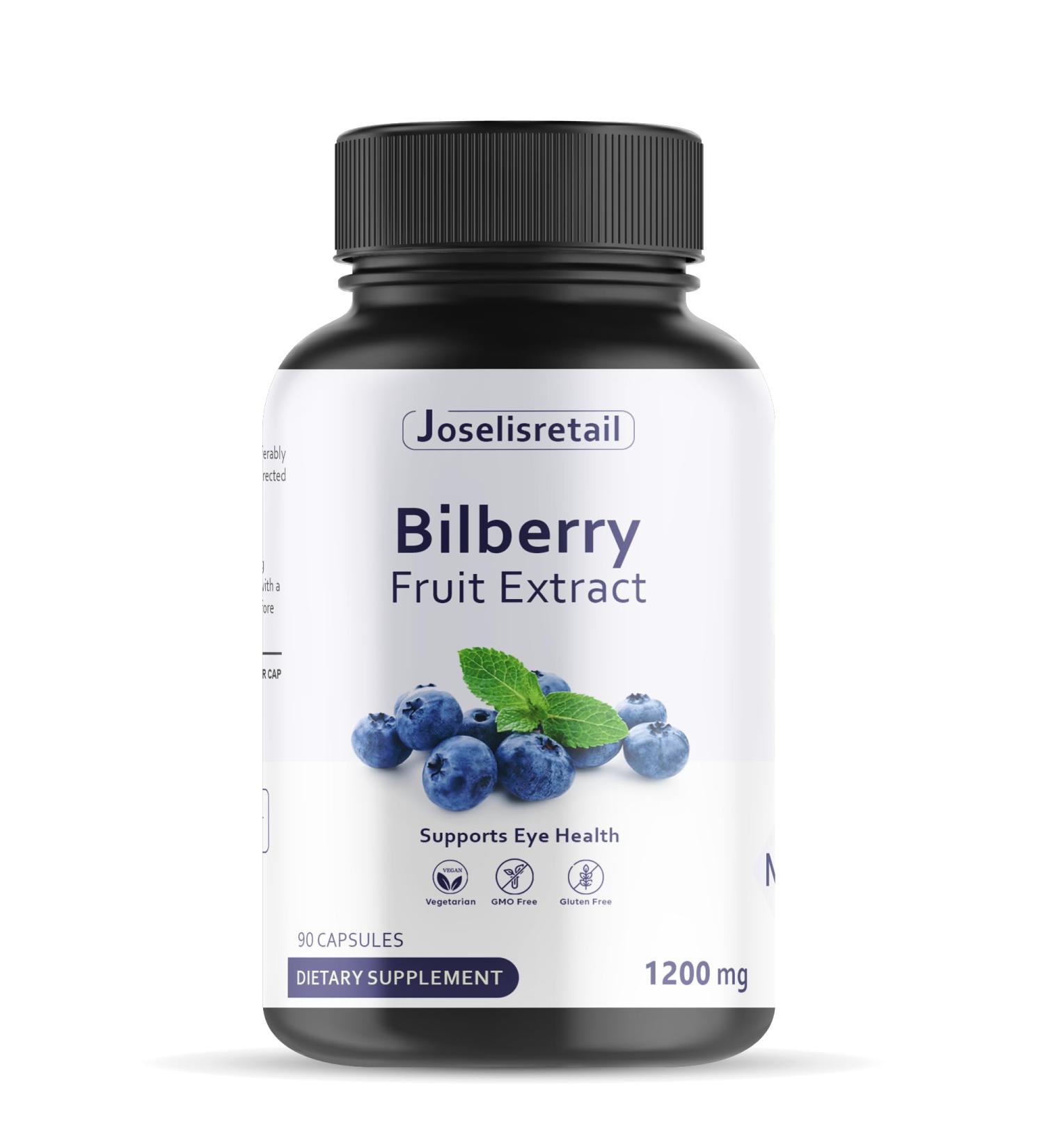 Joselisretail Bilberry Capsules 1200mg Equivalent (90 Vegetarian Capsules) - Gluten Free - Bilberry Extract Supplement - Buy Online on GoSupps.com