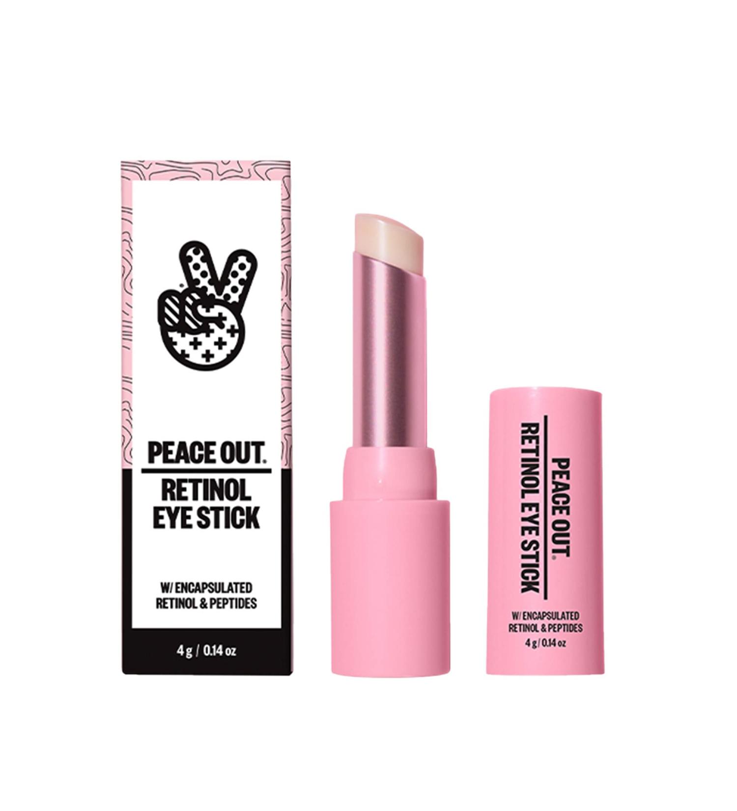 Peace Out Skincare Retinol Eye Stick - Daily Under Eye Serum Balm with Peptides and Astaxanthin (.14 oz) - Buy Online on GoSupps.com