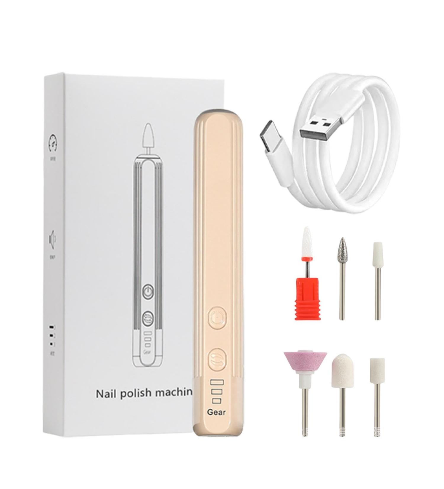 Goowafur Electric Nail Drill Kit | Electric Polishing Set with Nail Drill - Compact Portable Design Nail Drill Kit Hand Foot Care Tool for Acrylic Gel Nails Home Salon Use Khaki English Version - Buy Online on GoSupps.com