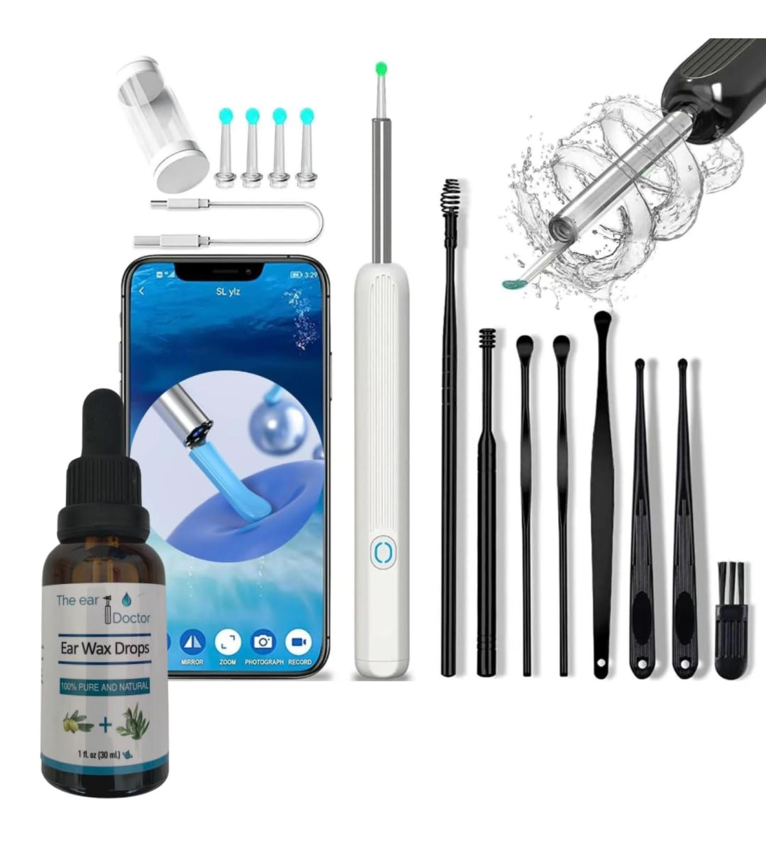 Bundle: The Ear Doctor 8 piece Earwax removal kit + Earwax removal drops (2 items) 3.6mm 1296p HD Wireless Pocket LED Camera Waterproof Ear Camera IOS&Android. Olive oil and tea tree oil drops - Buy Online on GoSupps.com