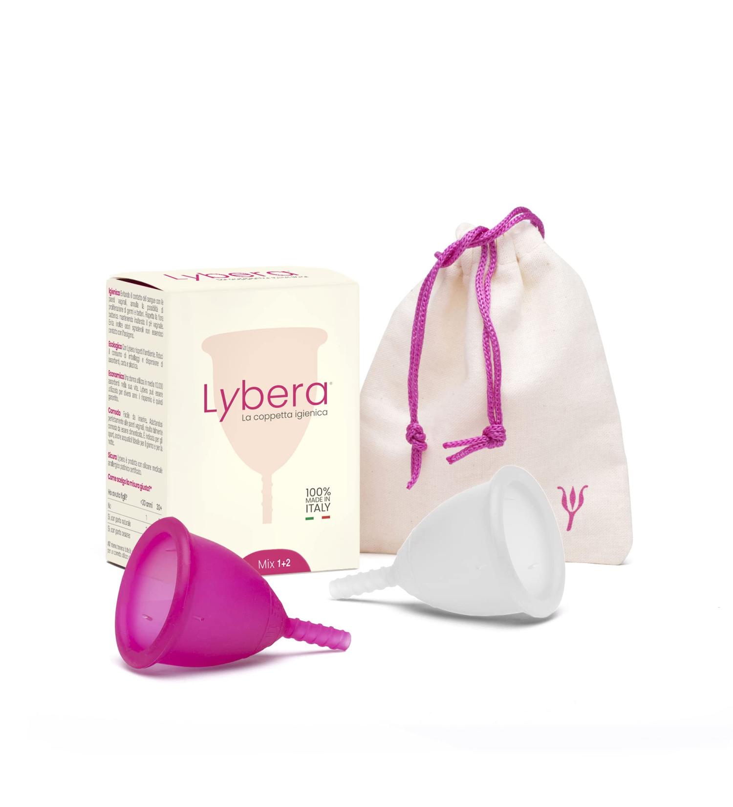 Lybera Menstrual Cup Set - 2 Soft Safe Eco-Friendly Cups in Size 1 & Size 2 | Made in Italy - Buy Online on GoSupps.com