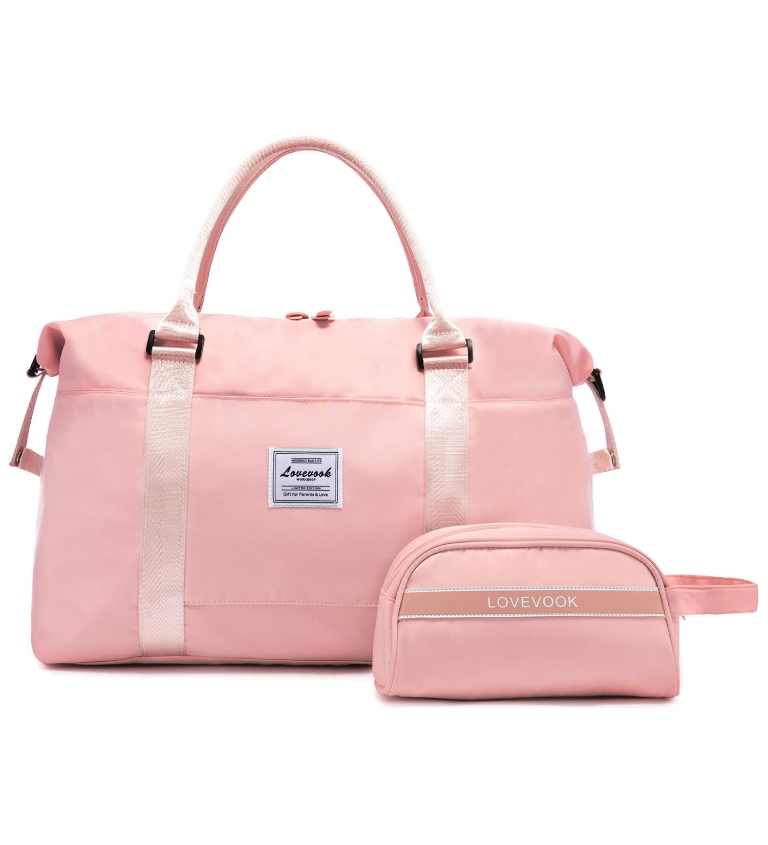 LOVEVOOK Weekender Bag for Women Cute Travel Tote Bag Gym Duffel Bag with Toiletry Bag Carry On Bag Overnight Bag with Wet Pocket Hospital Bag for Labor and Delivery Pink - Buy Online on GoSupps.com