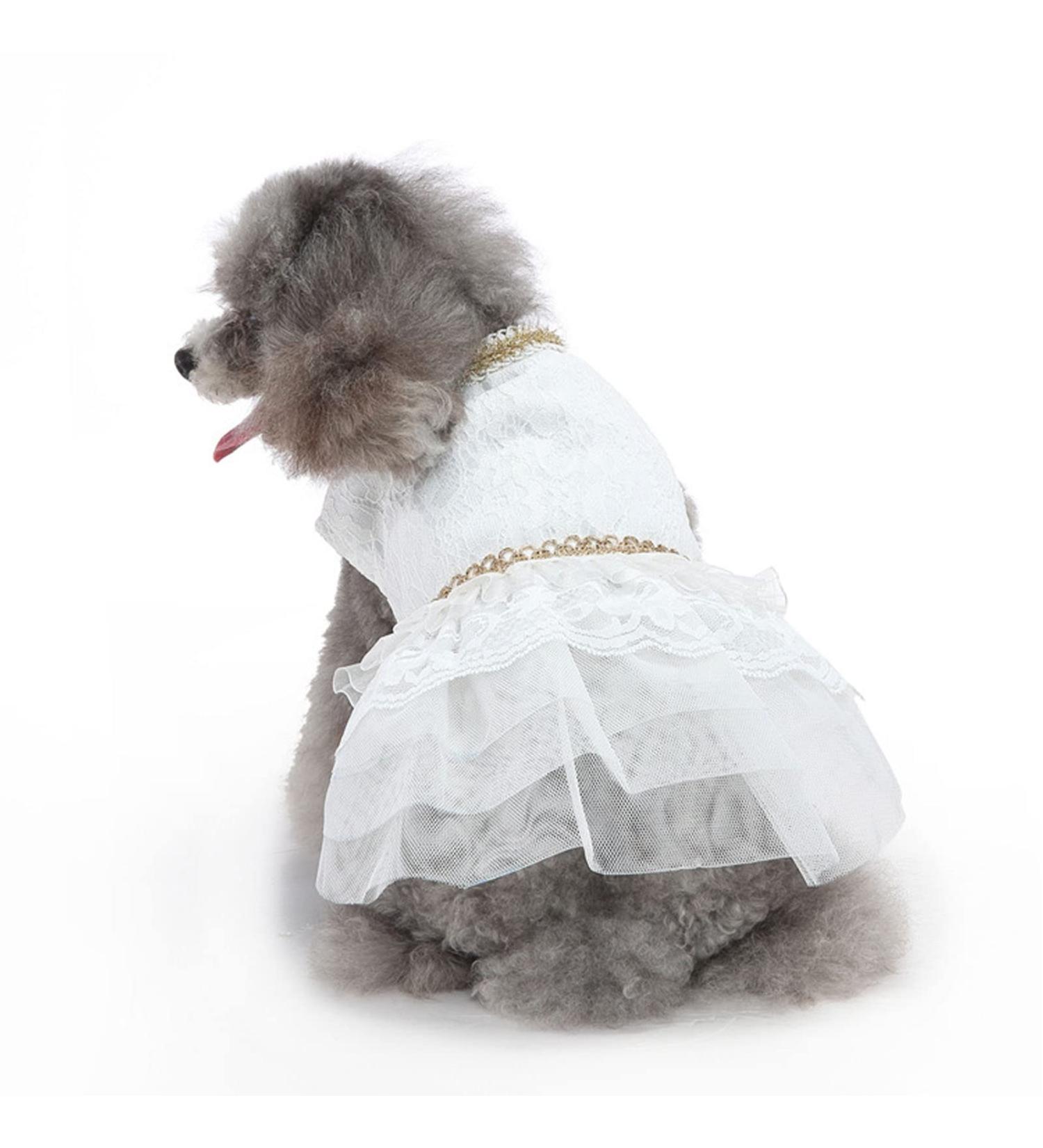 Qcwwy Princess Dress for Dogs & Cats - Mesh Summer Dress Comfortable & Breathable Polyester Fabric (L) - Buy Online on GoSupps.com
