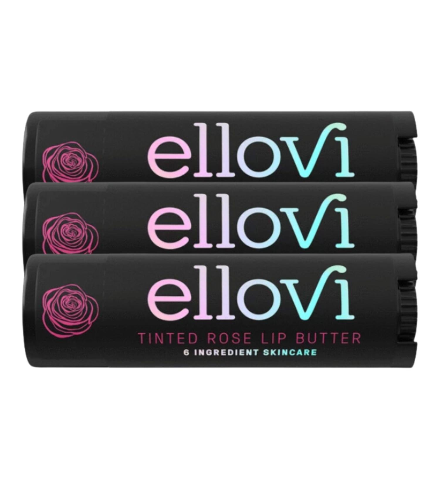 Ellovi Natural Lip Butter Lip Balm - Wild Rose Tinted - Pure Enough to Eat - Made With Just 6 Vegan Ingredients - Tinted Moisturizing Lip Care for All Day Hydration (3-Pack) - Buy Online on GoSupps.com