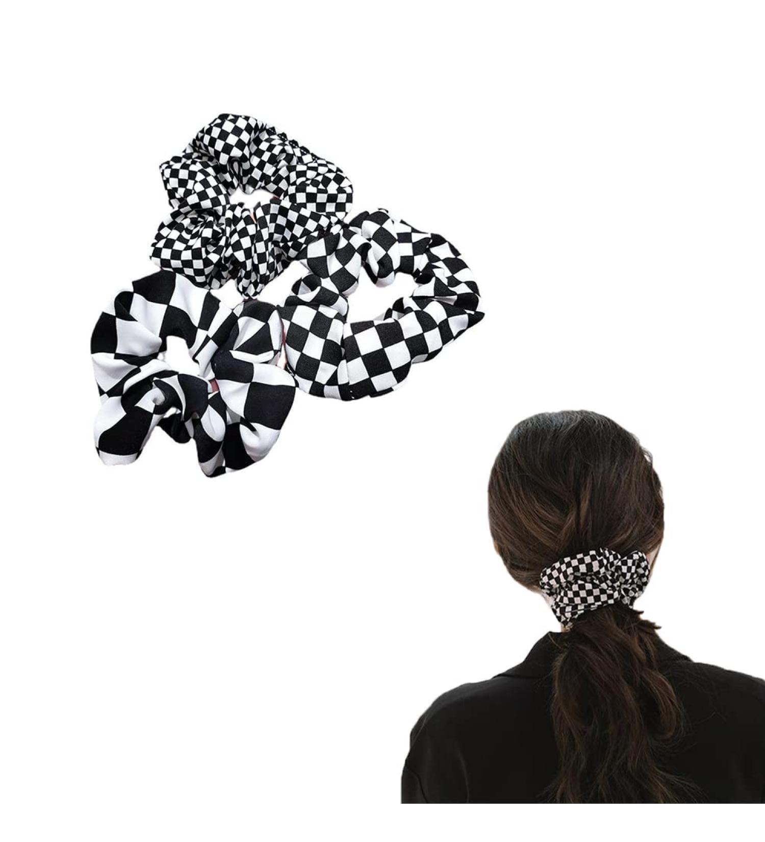 Buffalo Plaid Checkered Hair Scrunchies-Elastic Hair Ties for Women-Girls Ponytail Holders - Buy Online on GoSupps.com