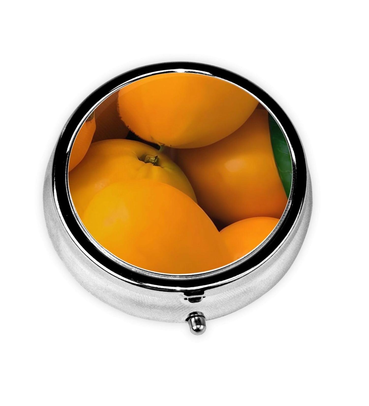 Fresh Mangoes Round Pill Box - 3 Compartment Organizer | Portable Travel Pill Box for Traveling - Buy Online on GoSupps.com