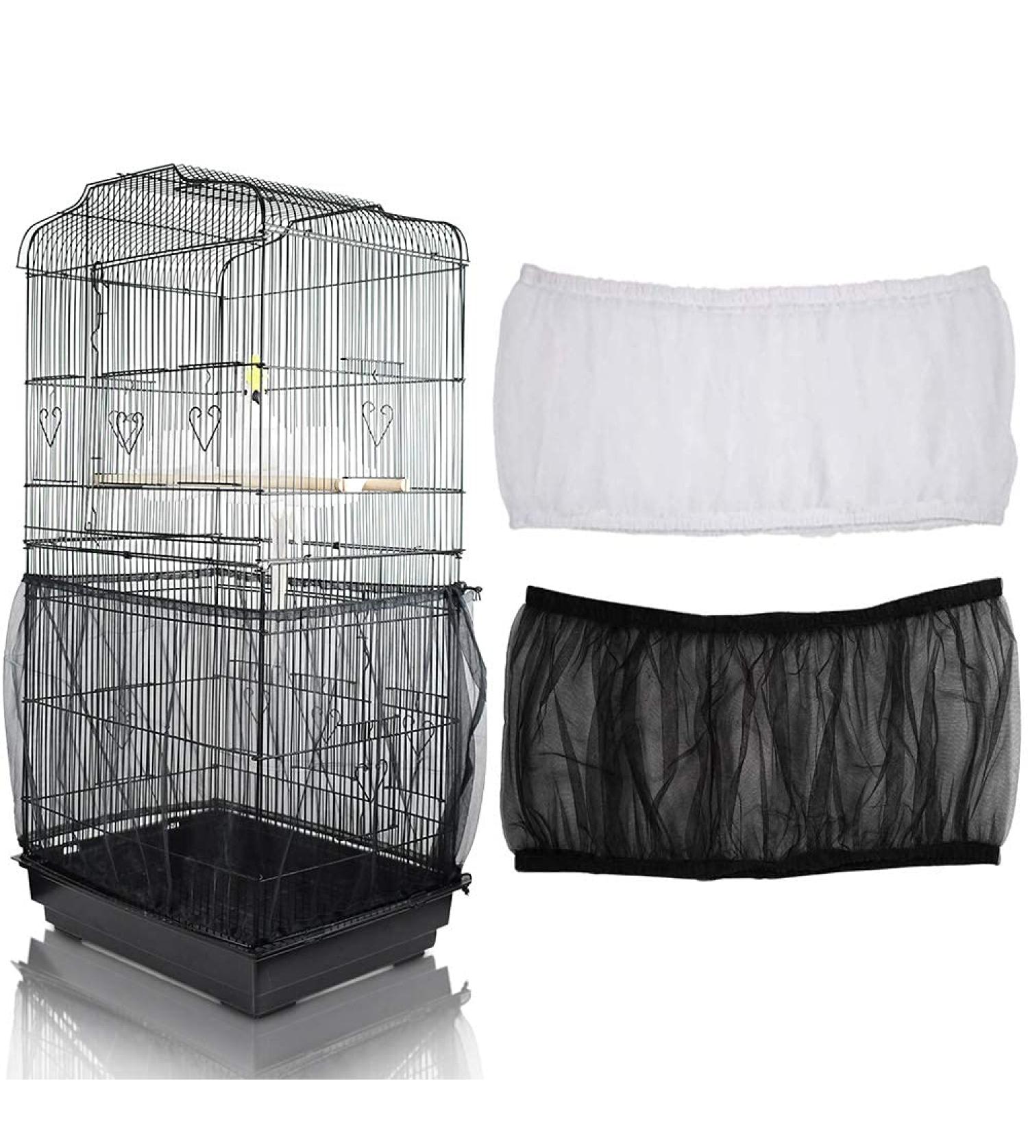 ASOCEA Universal Birdcage Cover - Extra Large Black&White Seed Catcher for Parrot Cage | Nylon Net Guard Mesh Skirt - Buy Online on GoSupps.com