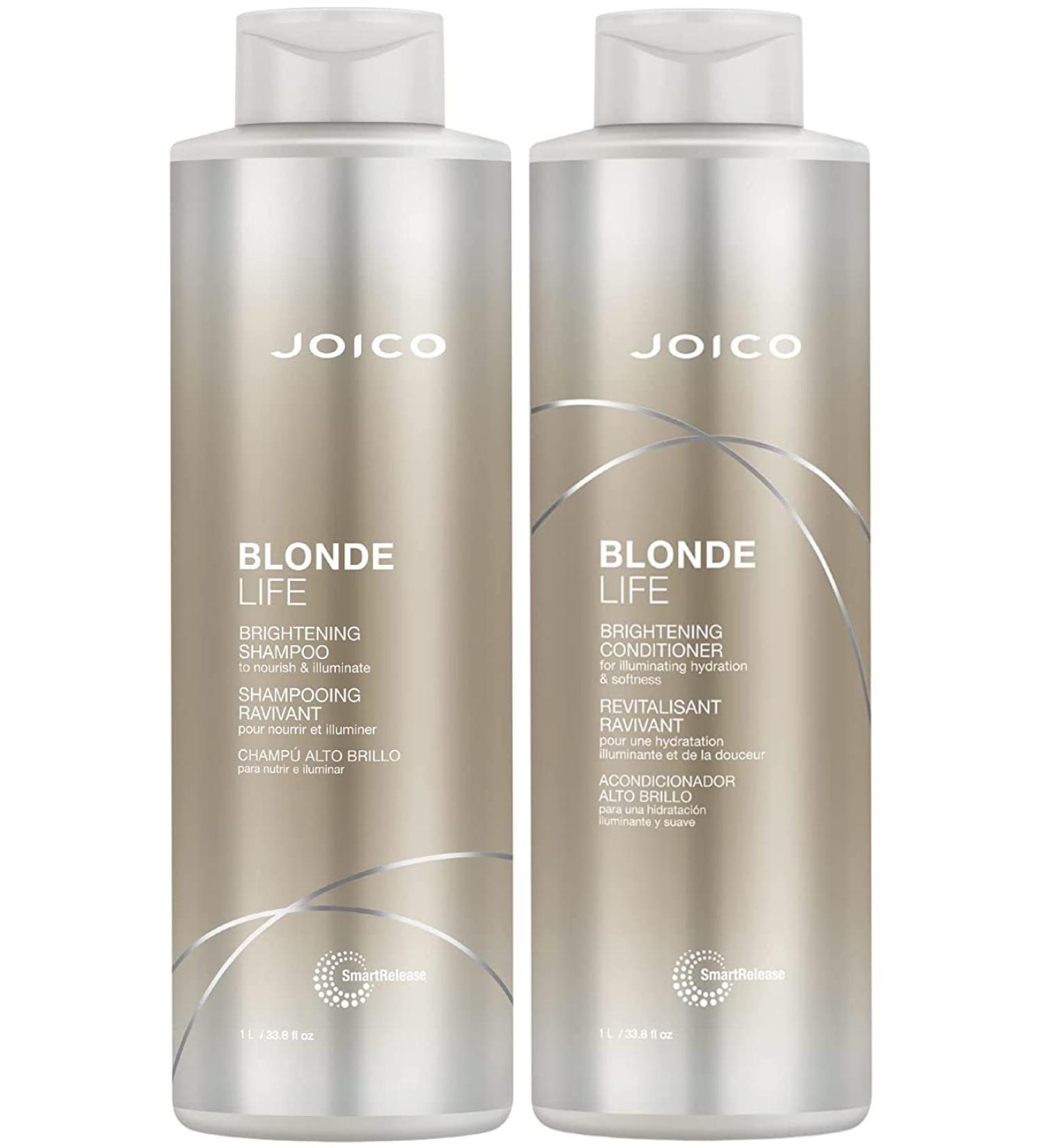 Joico Blonde Life Brightening Shampoo & Conditioner - Sulfate-Free for Blonde Hair | Monoi & Tamanu Oil | 33.8oz (Pack of 2) - Buy Online on GoSupps.com