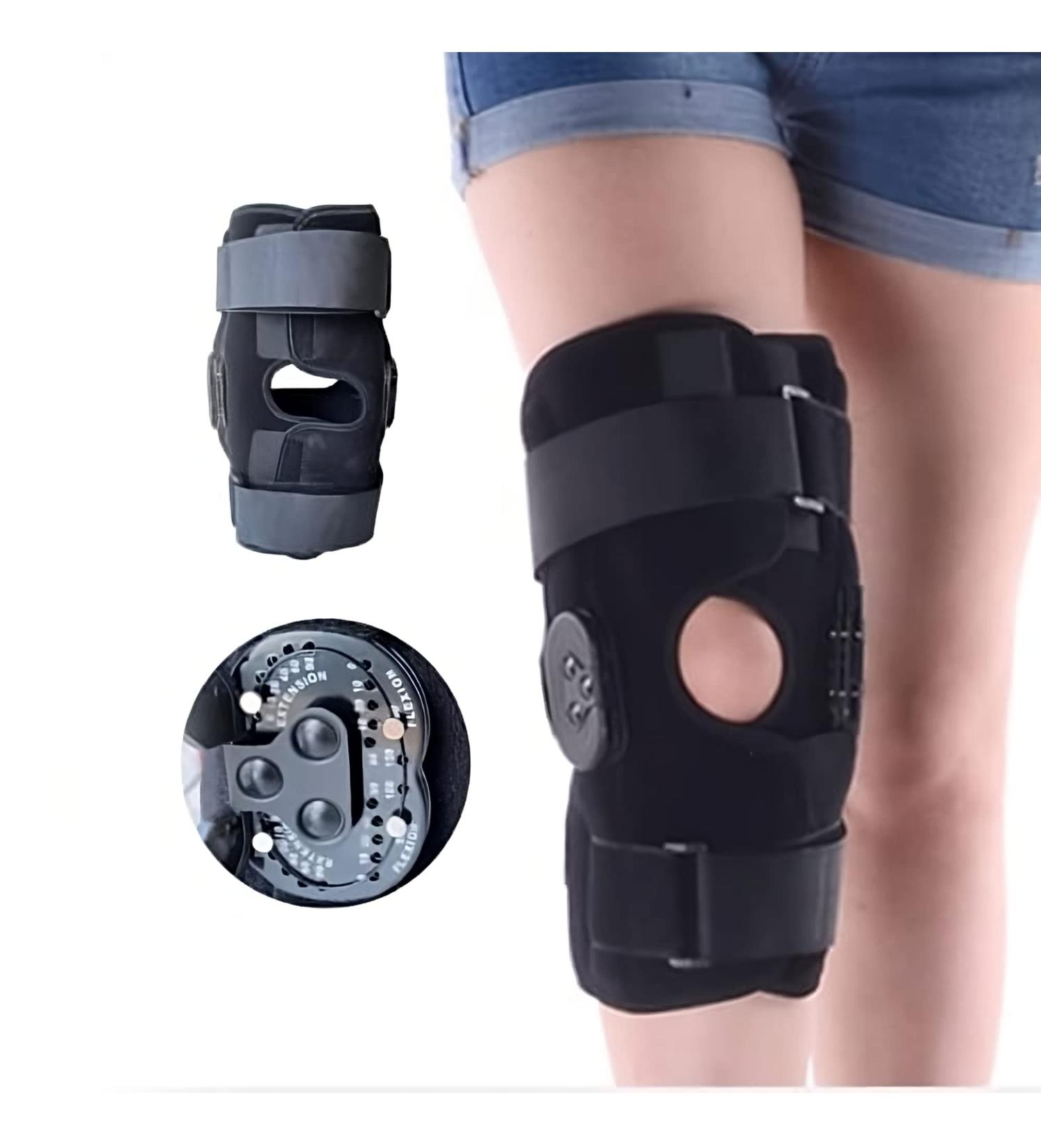 Comfyorthopedic Locking Knee Brace with Metal Side Stabilizers - PCL/ACL Hinged ROM Brace for Meniscus Tear - Knee Braces for Pain Relief with ROM Dial for Women & Men - Buy Online on GoSupps.com