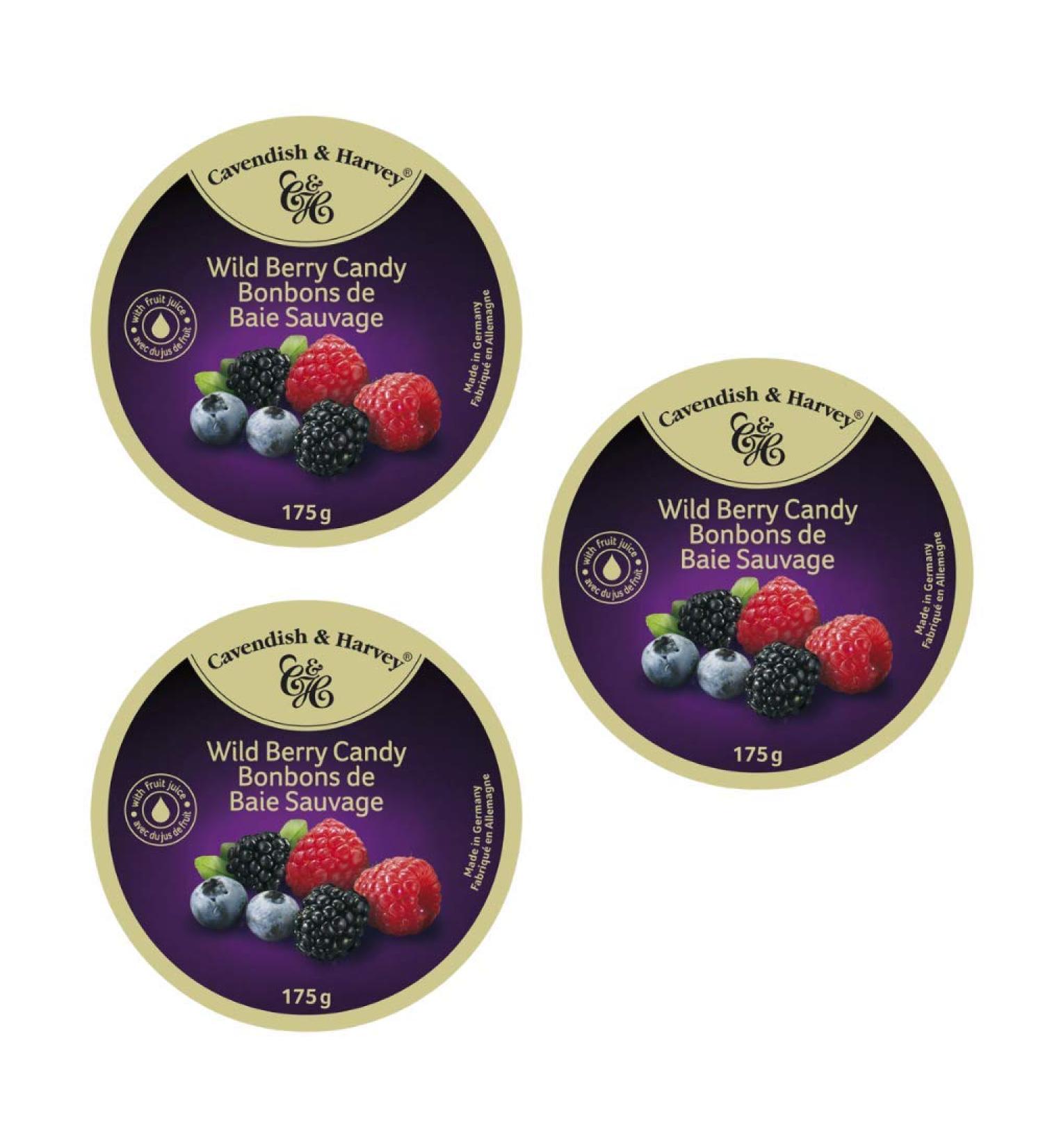 Cavendish and Harvey Wild Berry Drops Hard Candy - 175g (3 Pack)