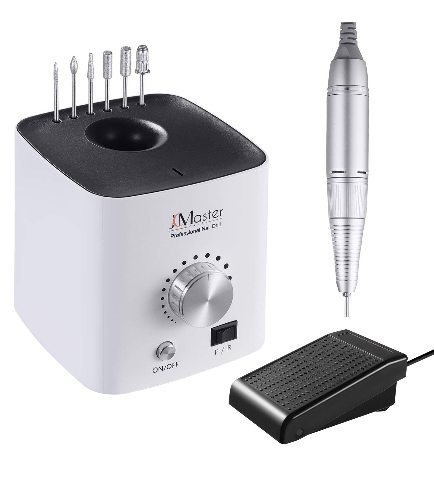 Nail Drill JCMASTER Electric Nail Files with Foot Pedal Adjustable Speed 30000 RPM Professional E File Kit with 6 Nail Drill Bits Low Vibration Manicure Pedicure Set for Nail Care Nail Art - Buy Online on GoSupps.com